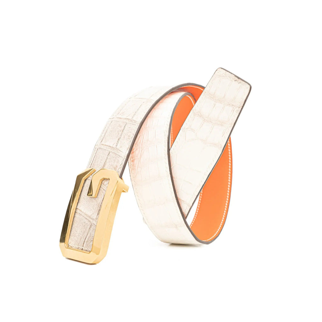 Handcrafted Alligator Leather Belts DVG09 Gold buckle