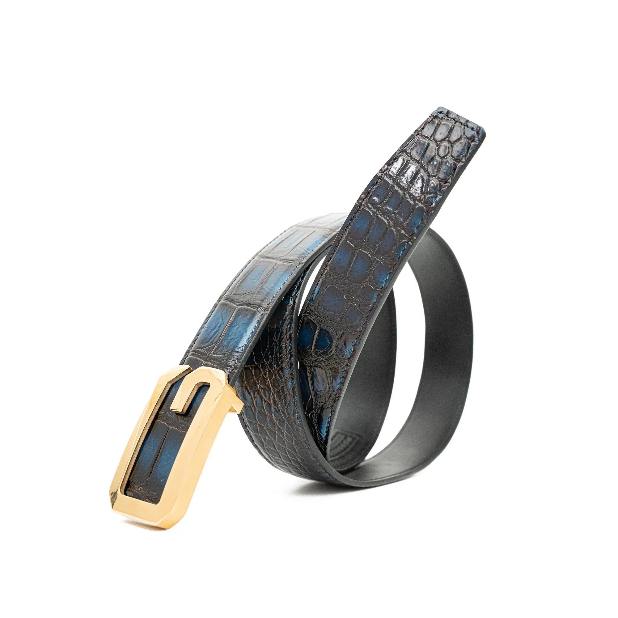 Handcrafted Alligator Leather Belts DVG12 Gold buckle