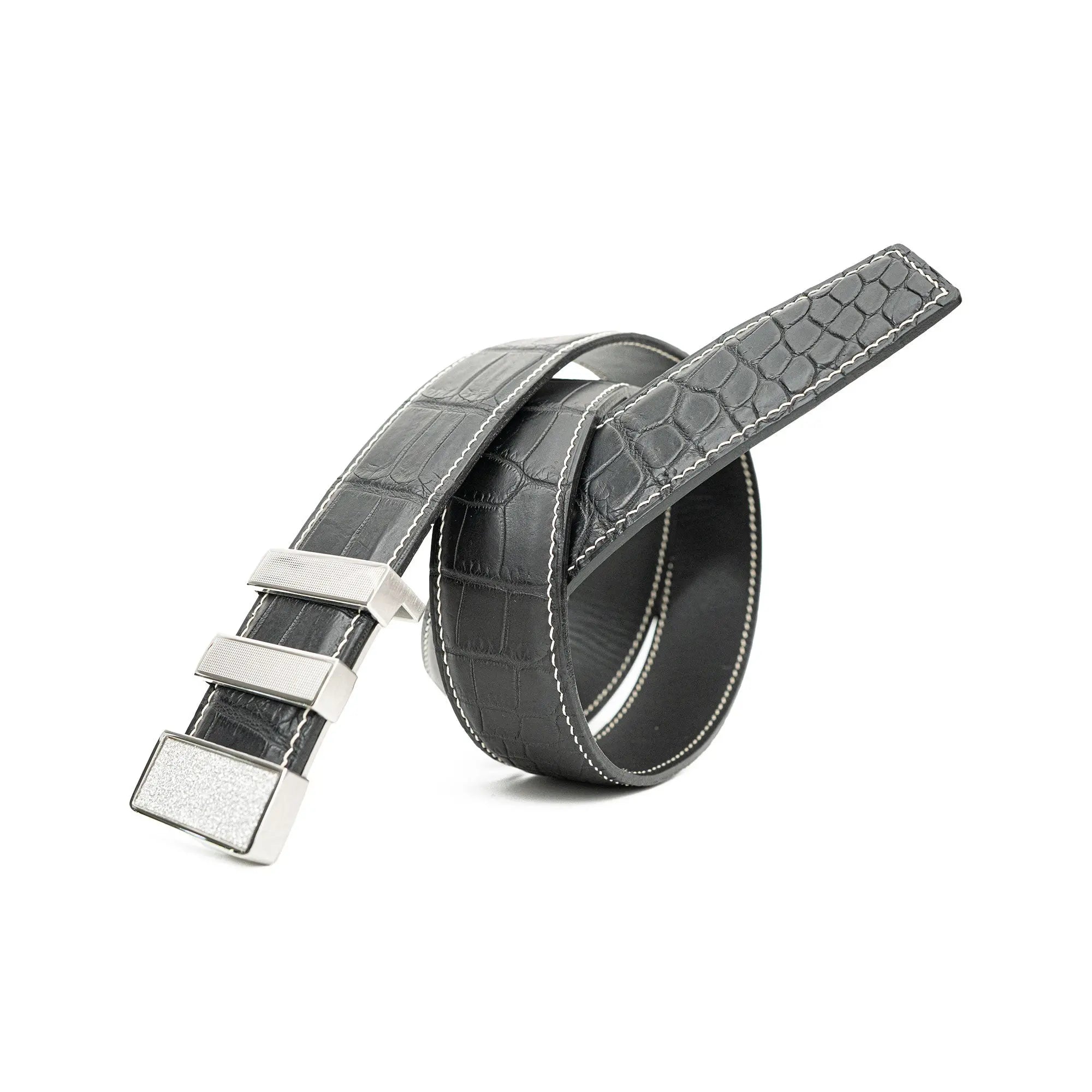 Handcrafted Alligator Leather Belts DVG22 Silver buckle