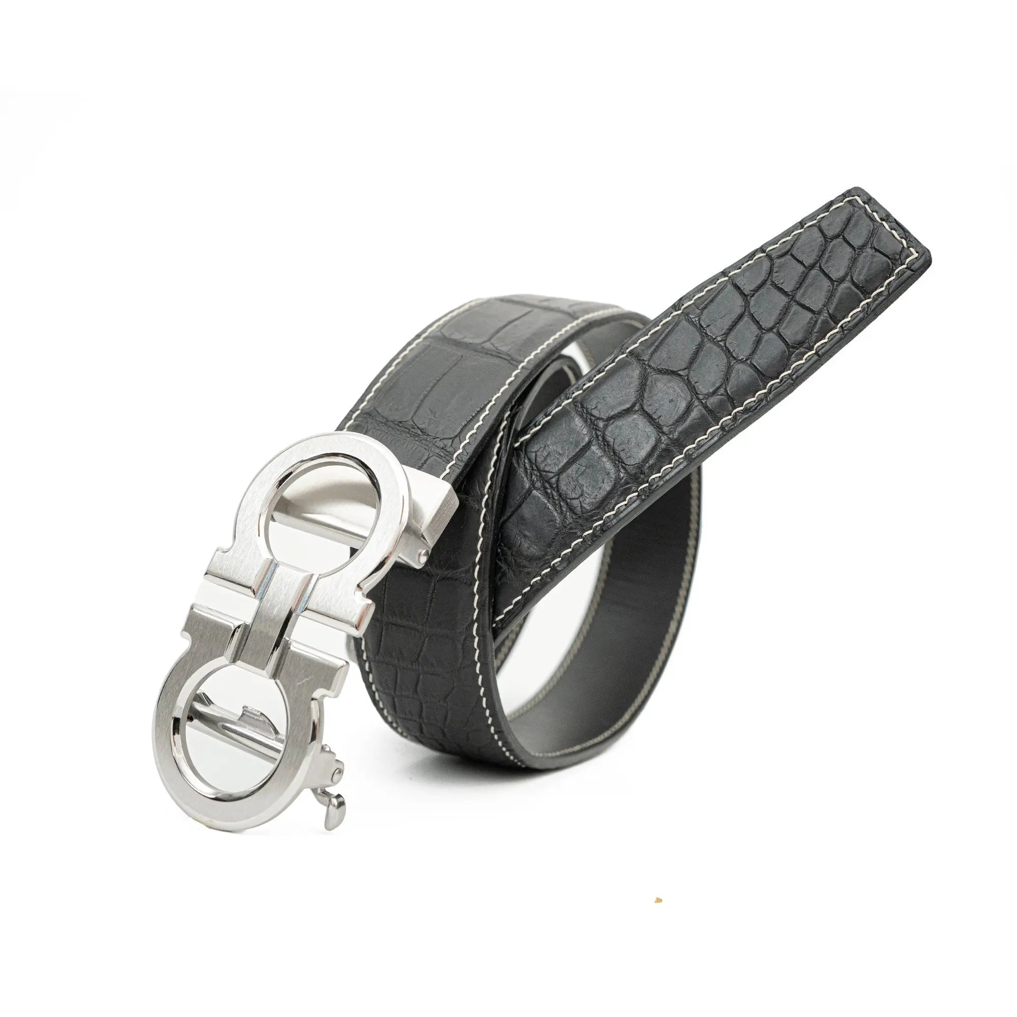 Handcrafted Alligator Leather Belts DVG245 Silver buckle