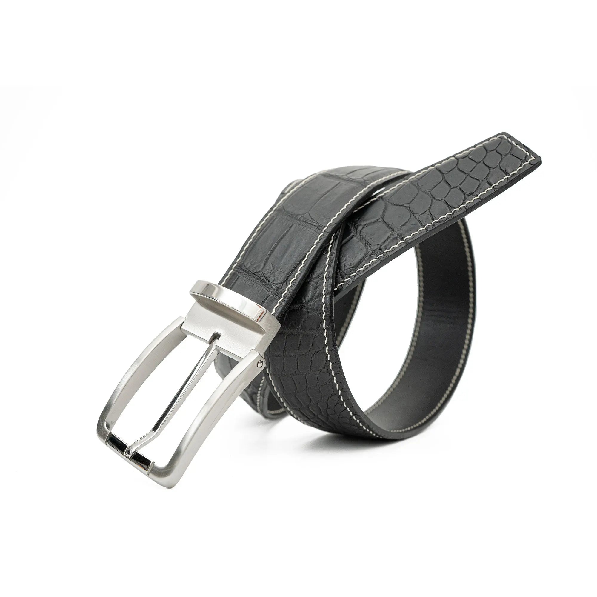 Handcrafted Alligator Leather Belts DVG273 Silver buckle