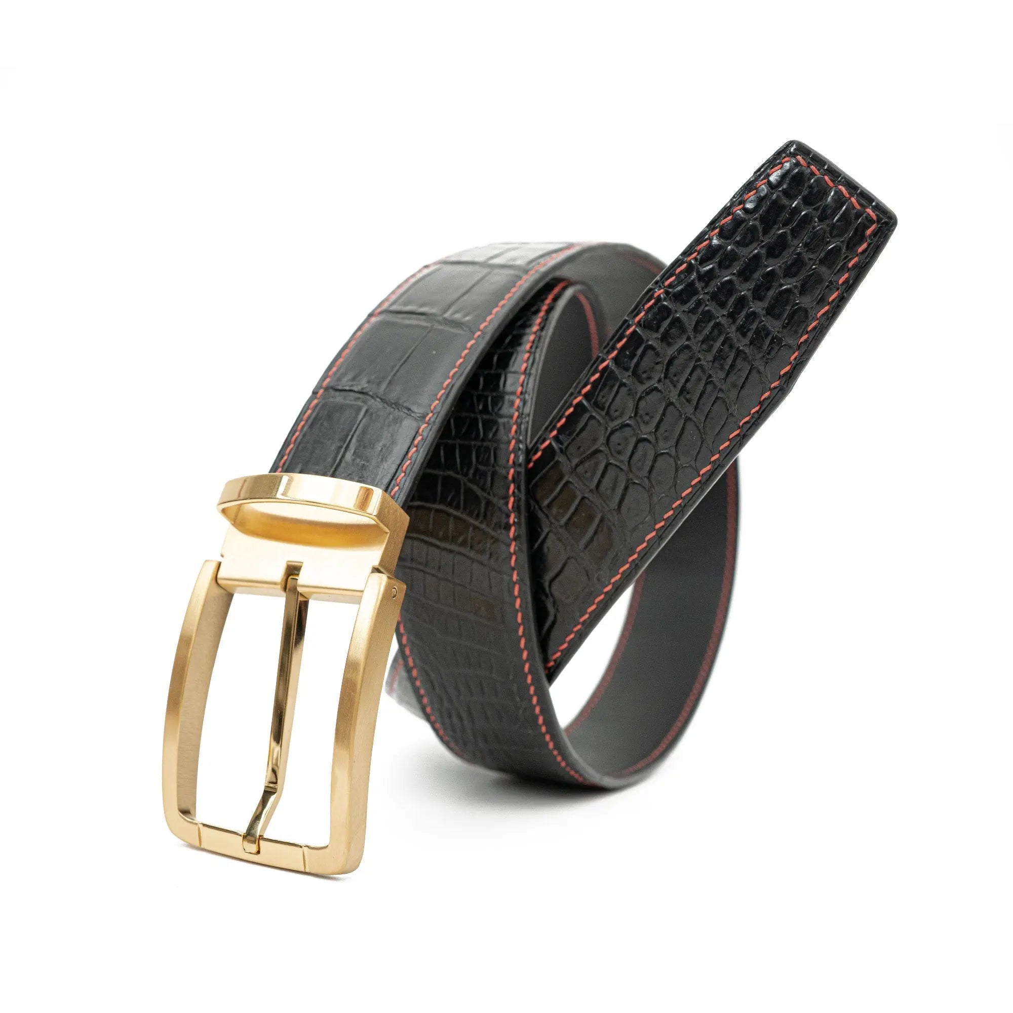 Handcrafted Alligator Leather Belts DVG291 Gold buckle