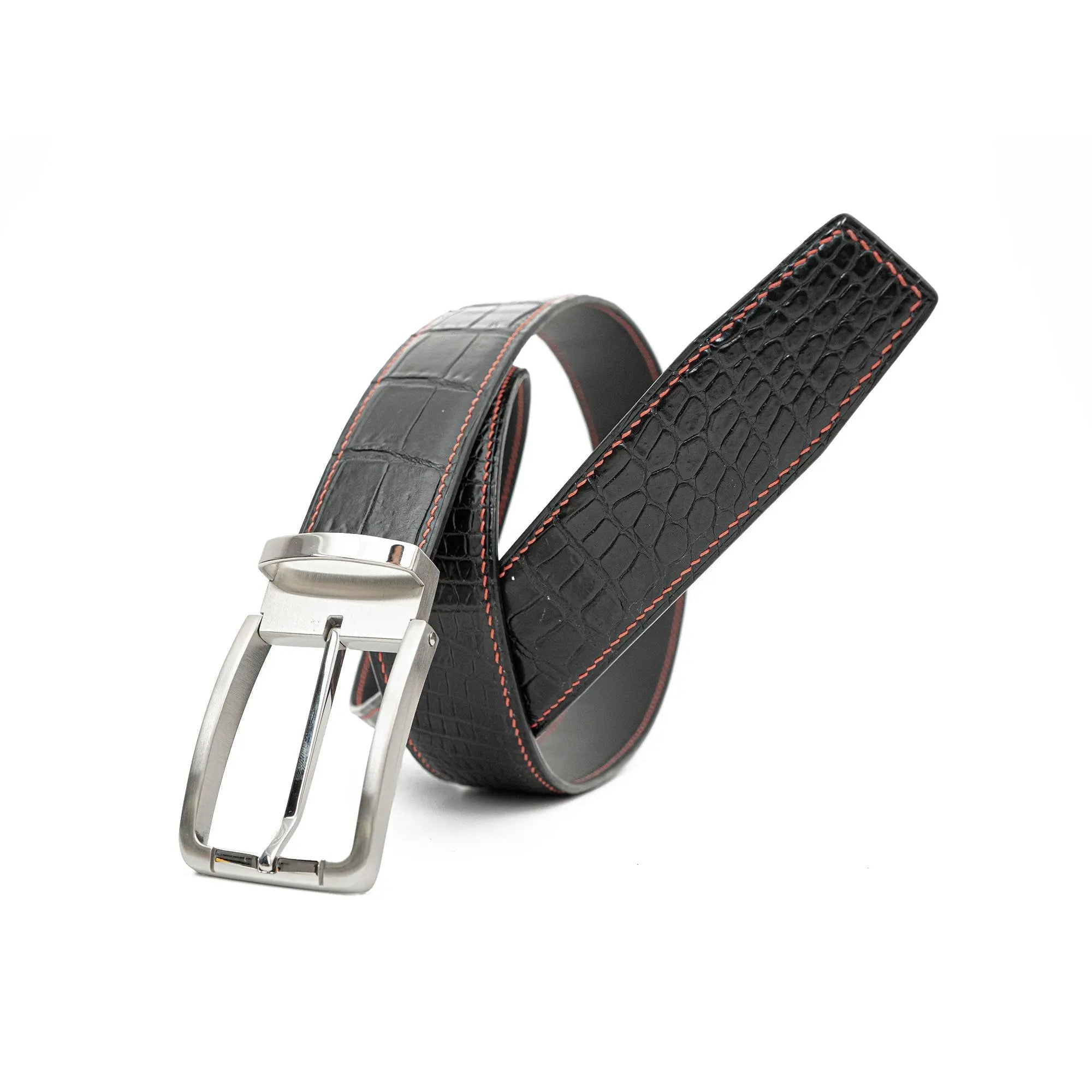 Handcrafted Alligator Leather Belts DVG291 Silver buckle