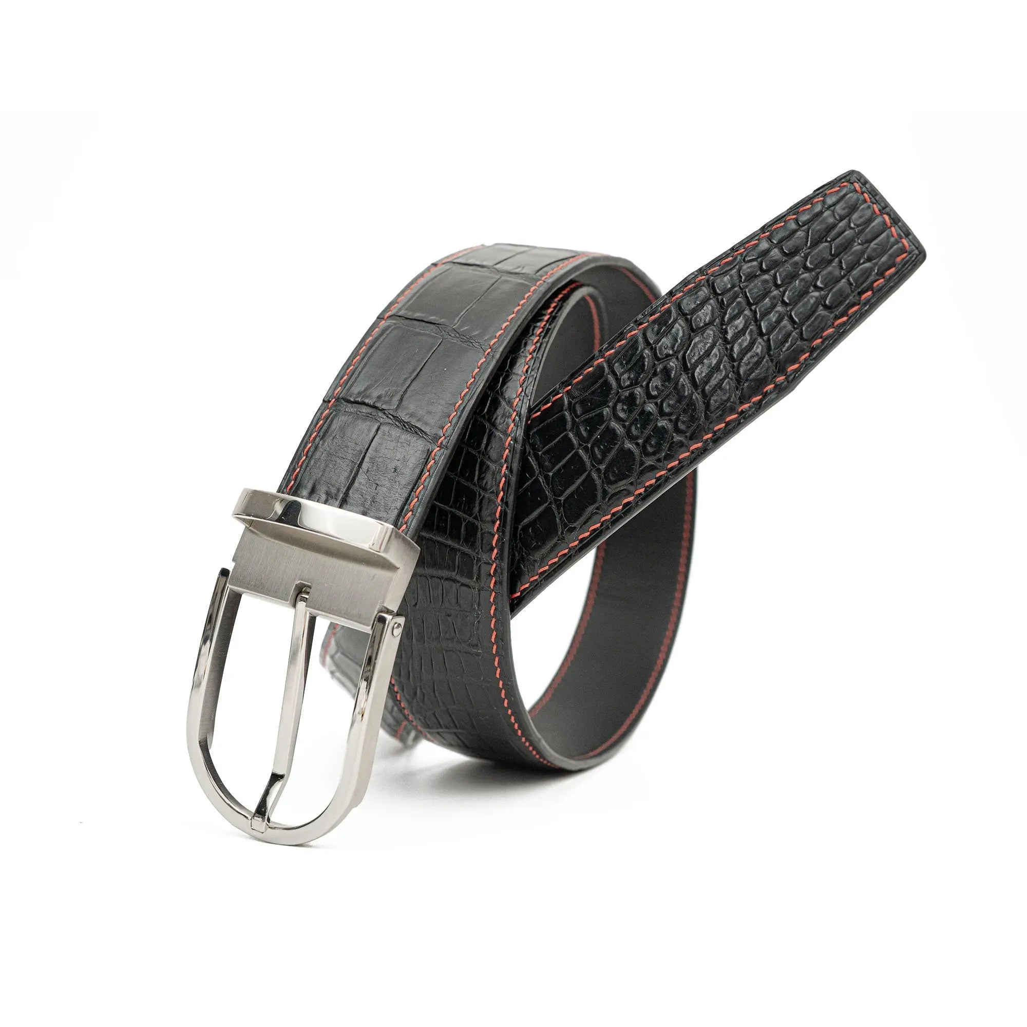 Handcrafted Alligator Leather Belts DVG3124 Silver buckle