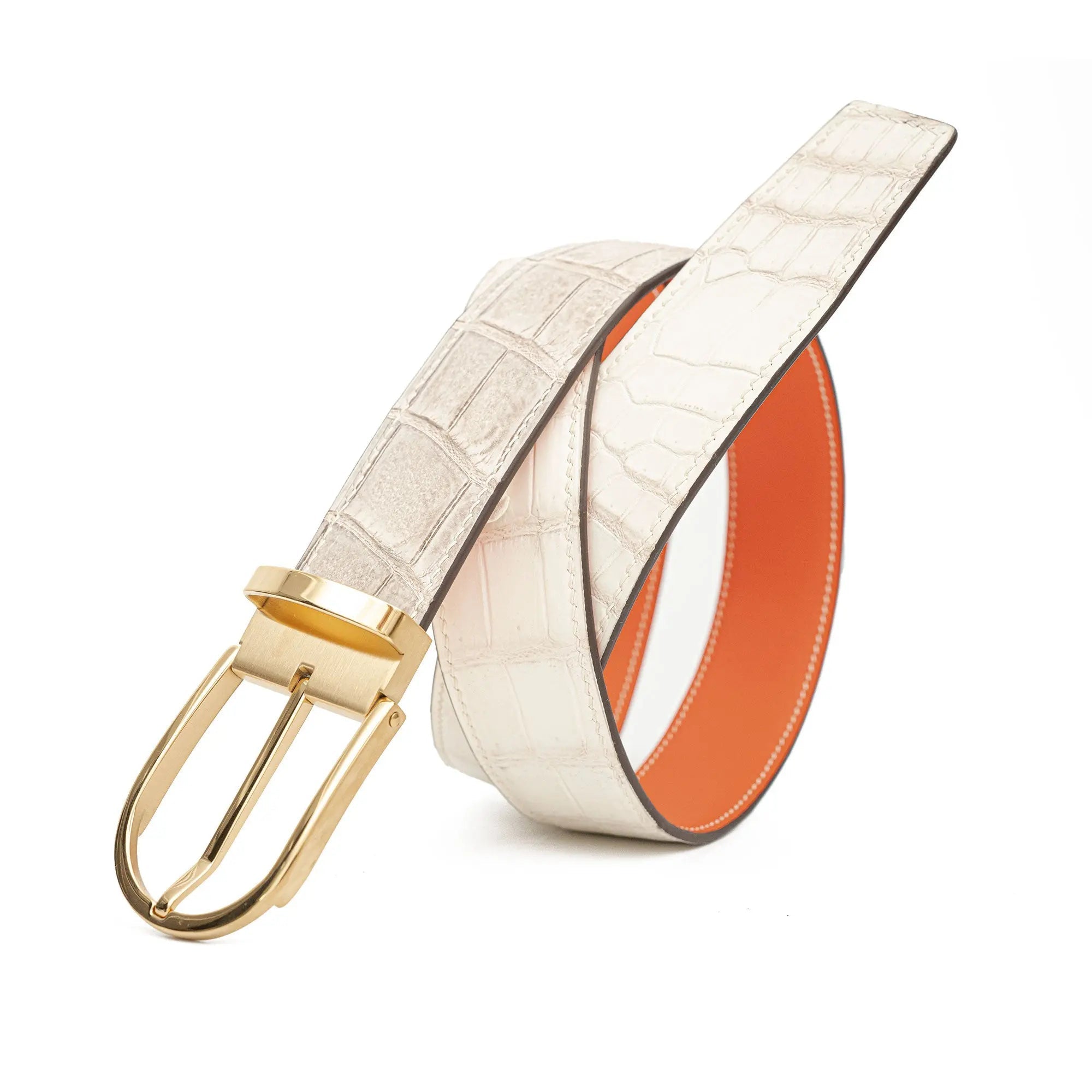 Handcrafted Alligator Leather Belts DVG318 Gold buckle