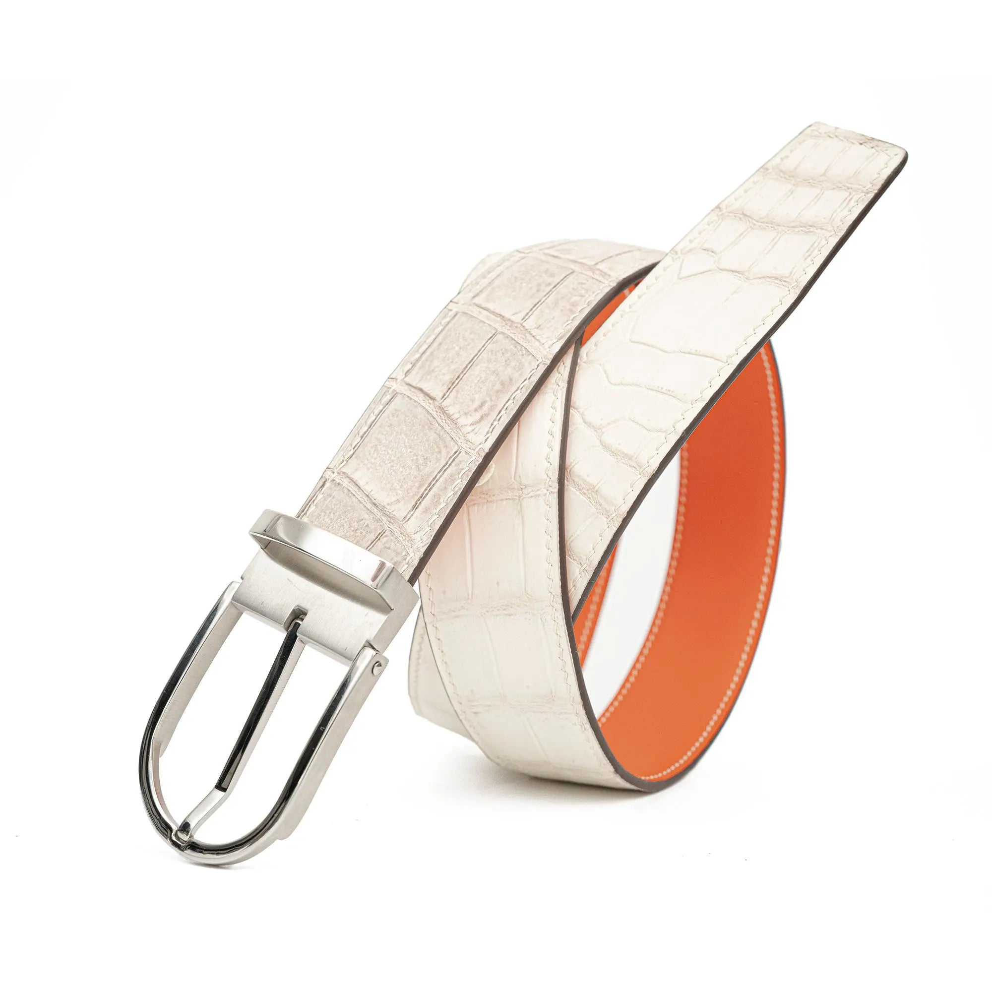 Handcrafted Alligator Leather Belts DVG318 Silver buckle