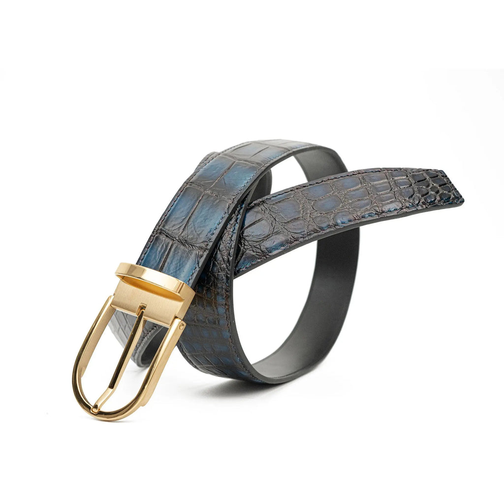 Handcrafted Alligator Leather Belts DVG331 Gold buckle