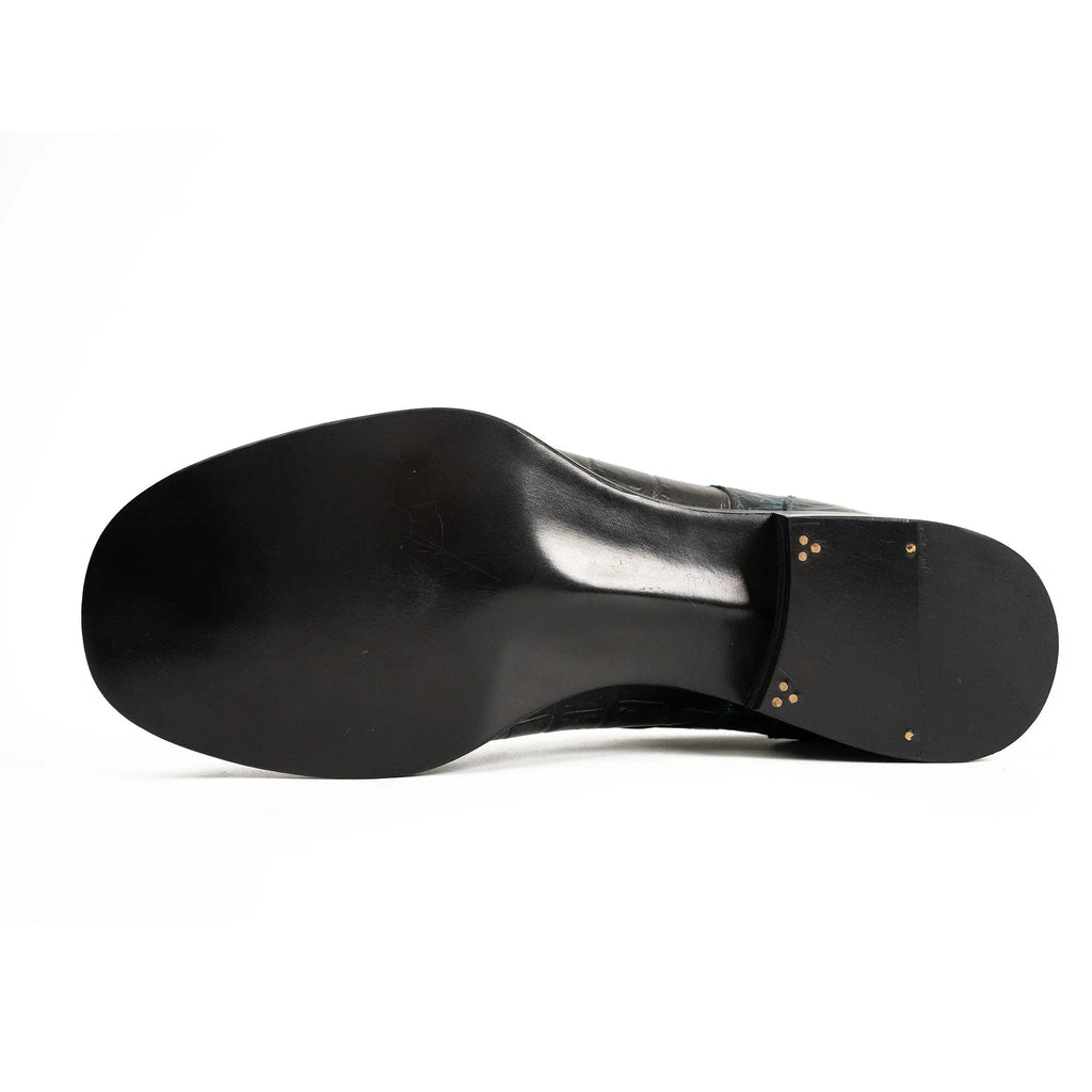 Handcrafted Nile Crocodile Derby Shoes Norwegian Stitch