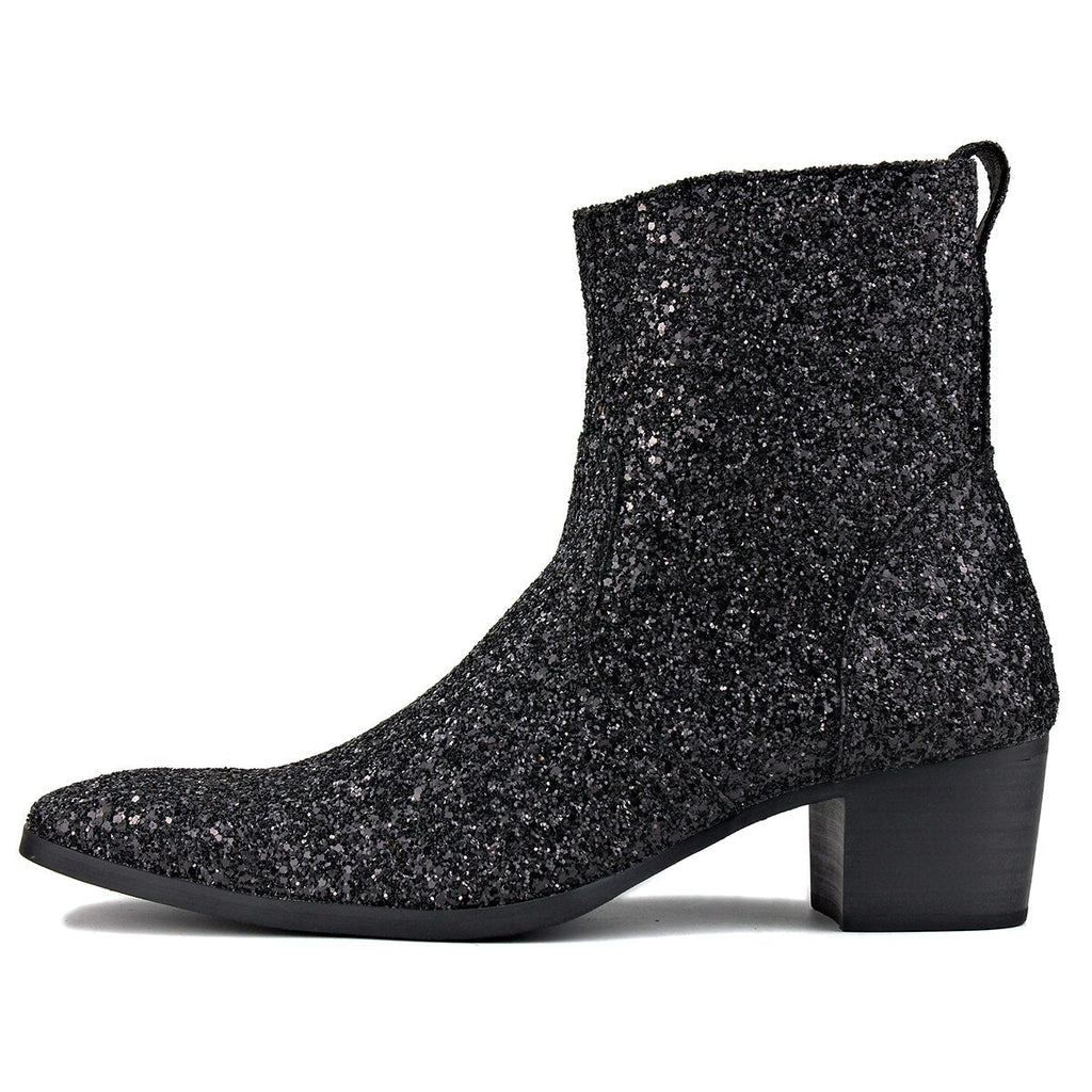 Glitter Heel Chelsea Boots Black