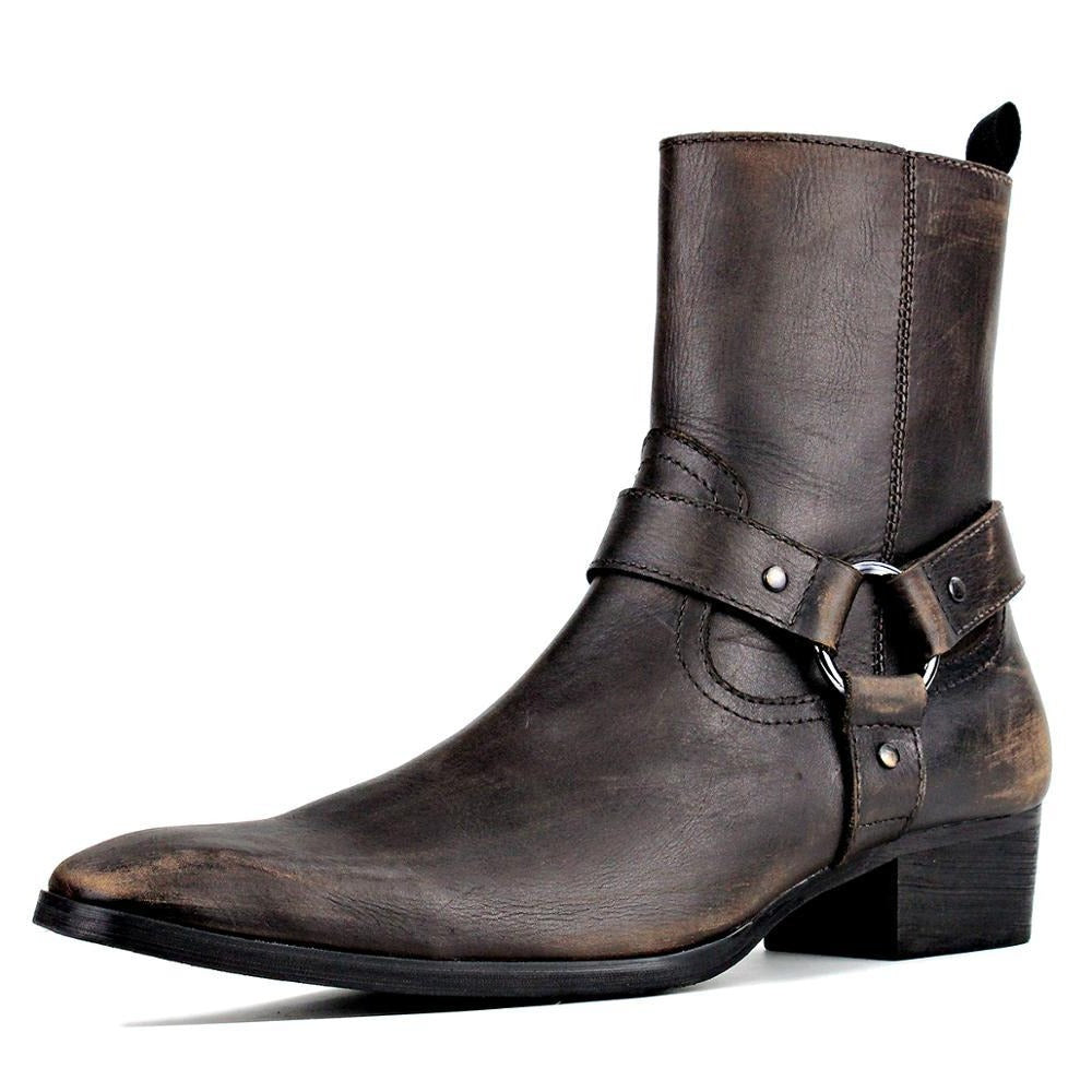 Calfskin Zipper-up High Heel Chelsea Boots Bronze