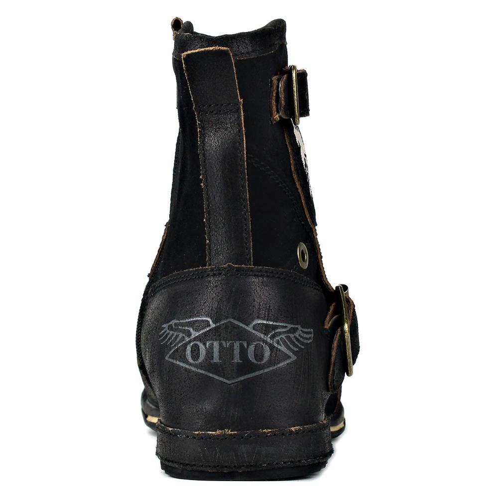 OSSTONE Men's Leather Ankle Boots-Black