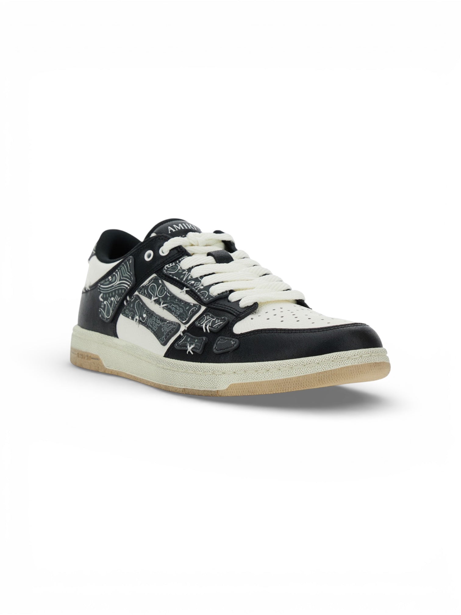 Amiri Men 'Skel Top' Black Low Top Sneakers With Logo Patch On The Tongue And Logo Lettering On The Heel In Leather Man