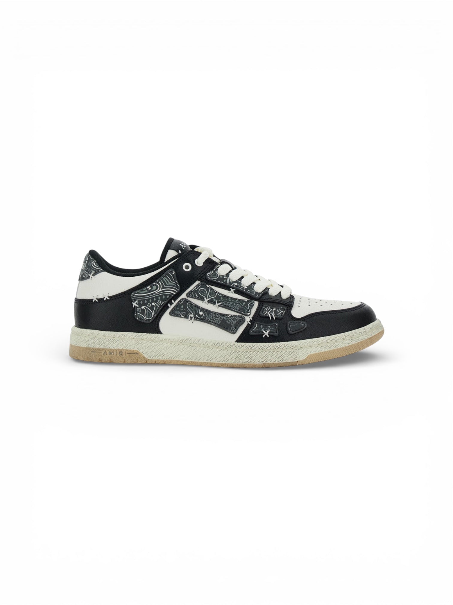 Amiri Men 'Skel Top' Black Low Top Sneakers With Logo Patch On The Tongue And Logo Lettering On The Heel In Leather Man