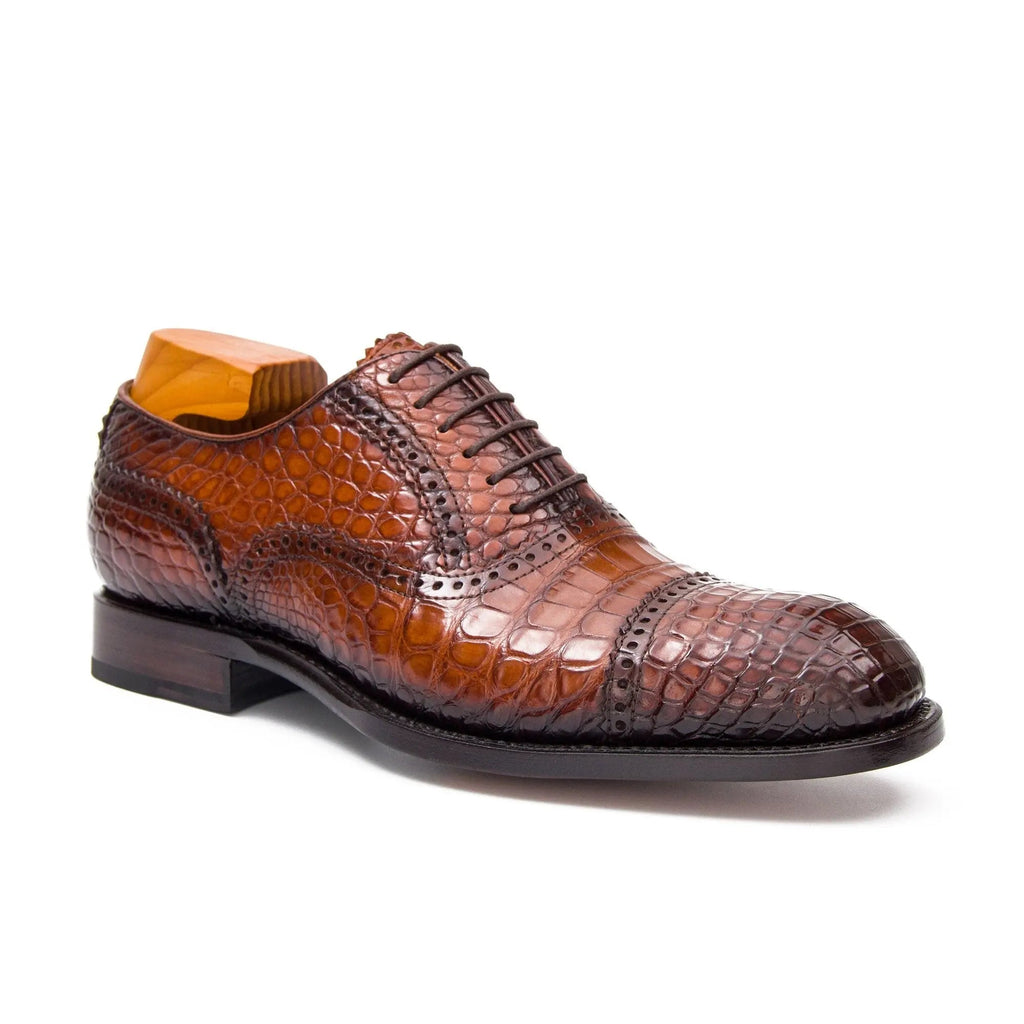Goodyear welted alligator Oxford shoes Brown