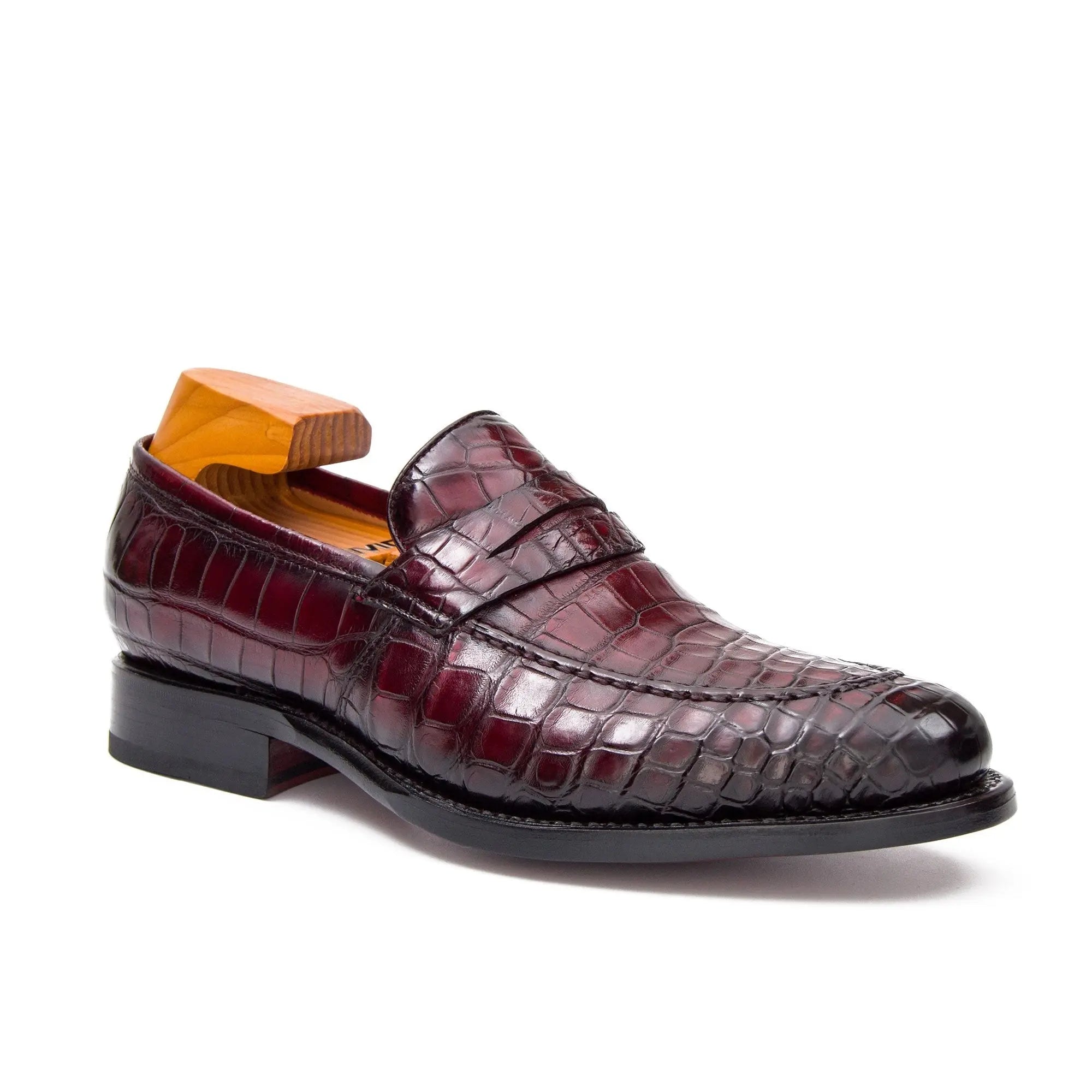Goodyear Formal Alligator Leather Loafers Brown