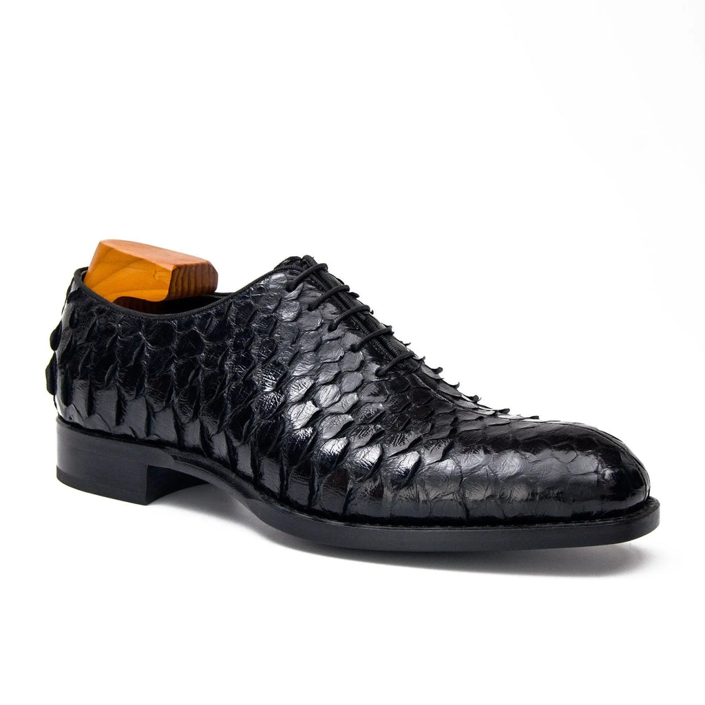 Python leather dress shoes Black