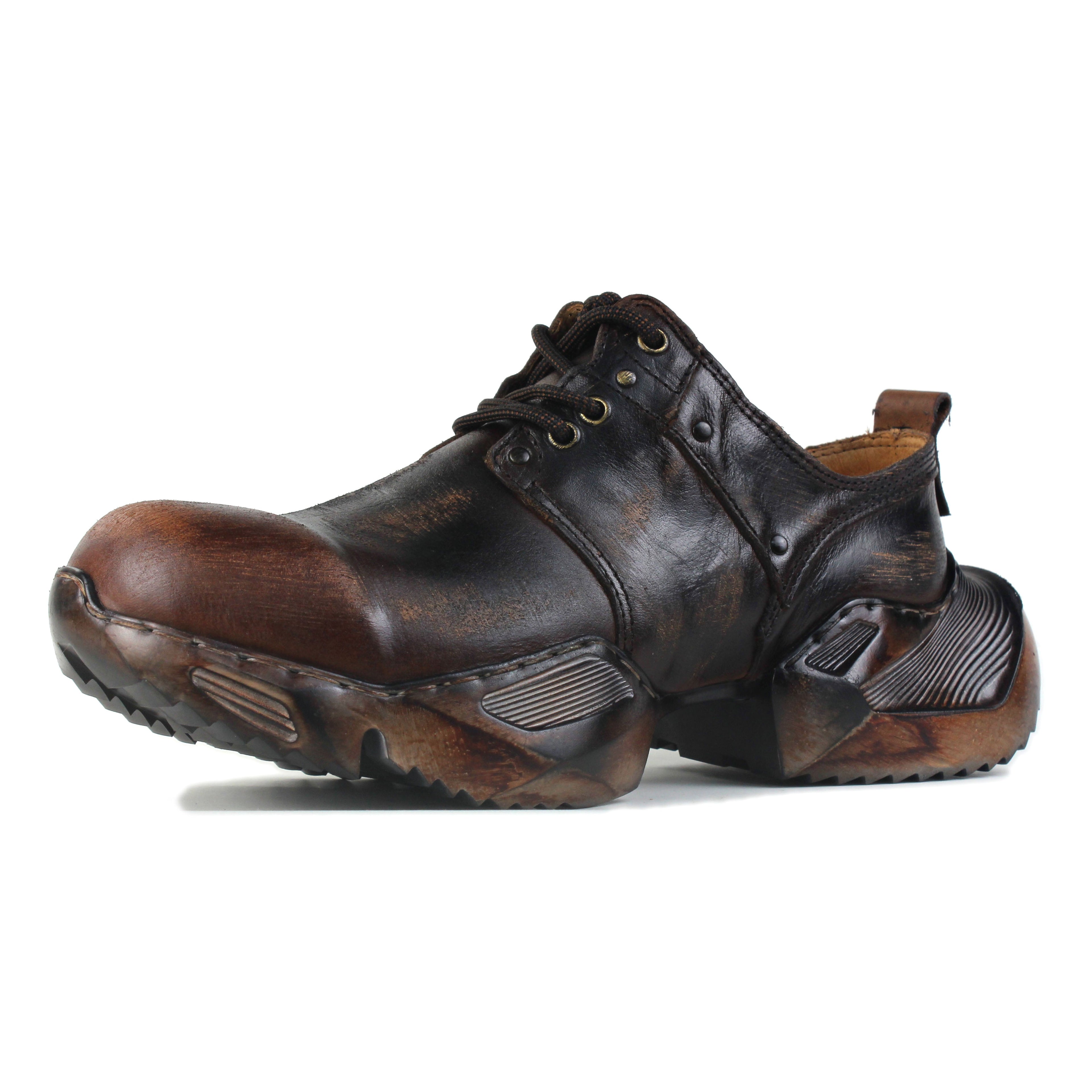 Men's Leather athletic walking Moto Boots OS-5008-S-2 Vintage Brown Vintage Brown