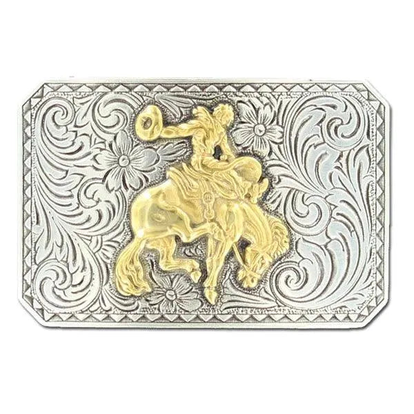 Nocona 8 Seconds - Belt Buckle Silver Gold