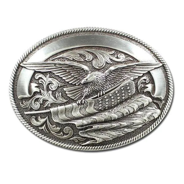 Nocona Carrying The Stars And Stripes - Belt Buckle Silver