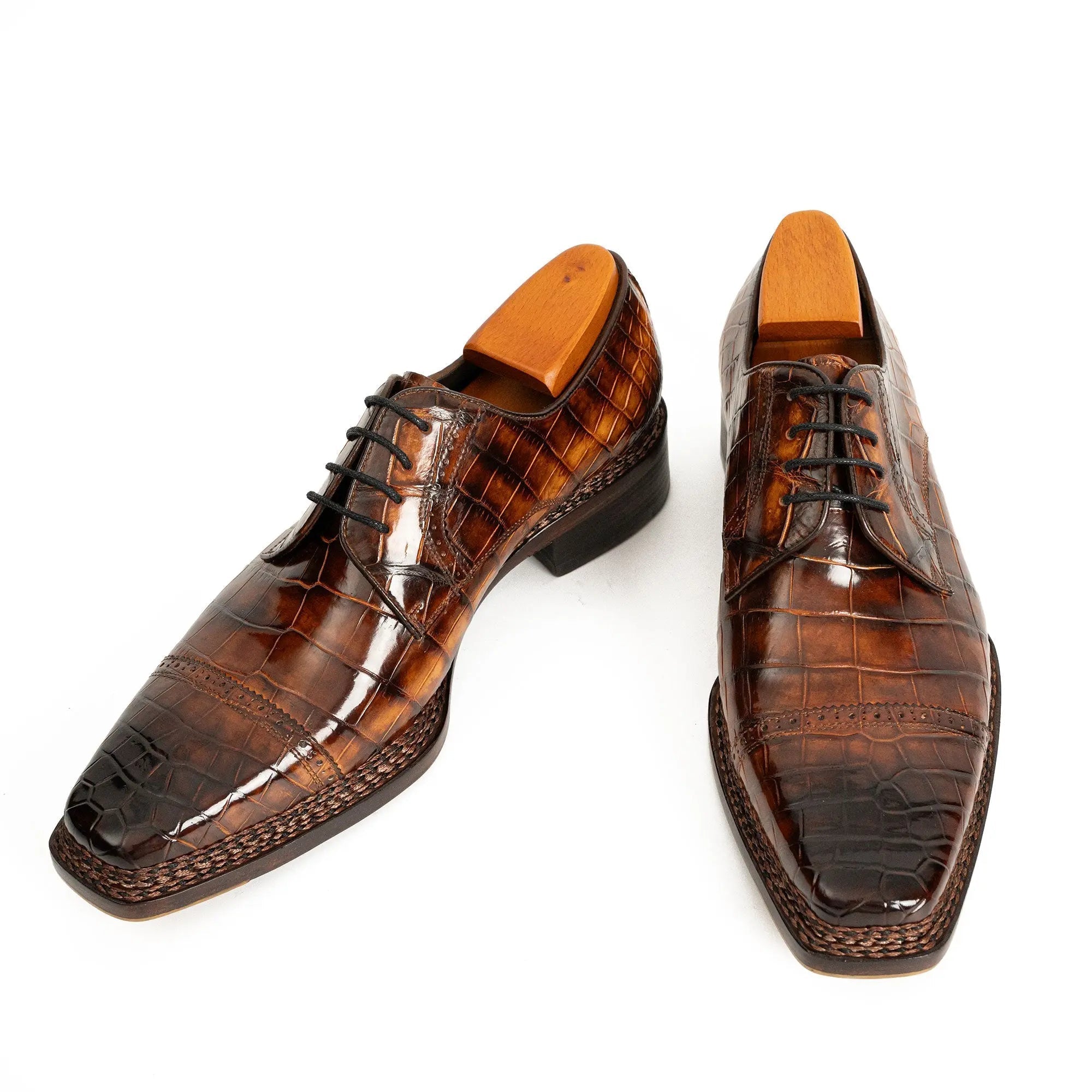 Norwegian-Stitched Nile Crocodile Derby Shoes