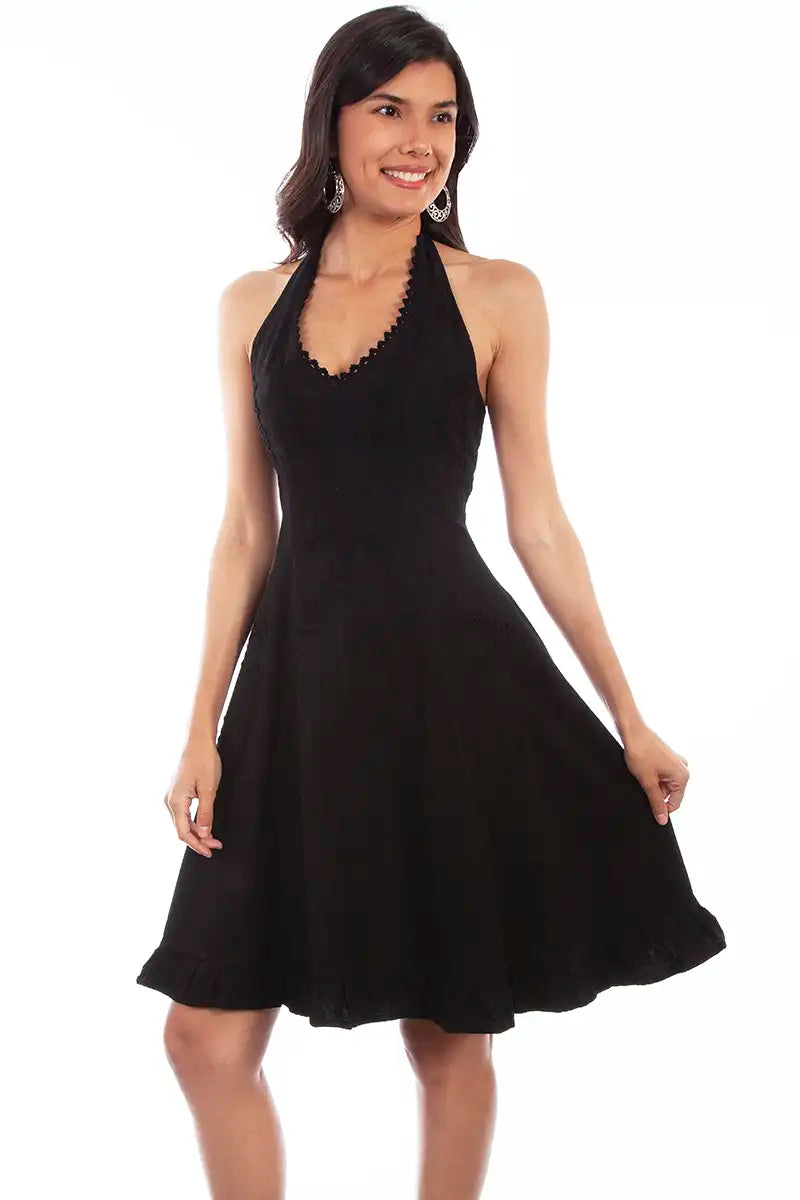 Scully Cantina Halter Top Dress (PSL-053) - Women's Sundress (Closeout) Black Small