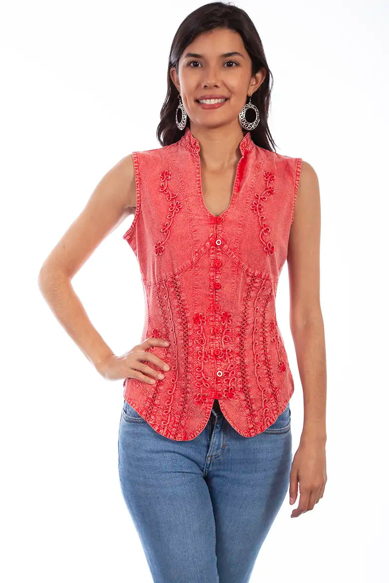 Scully Cantina Sleeveless Blouse (PSL-059) - Women's Shirt Brick