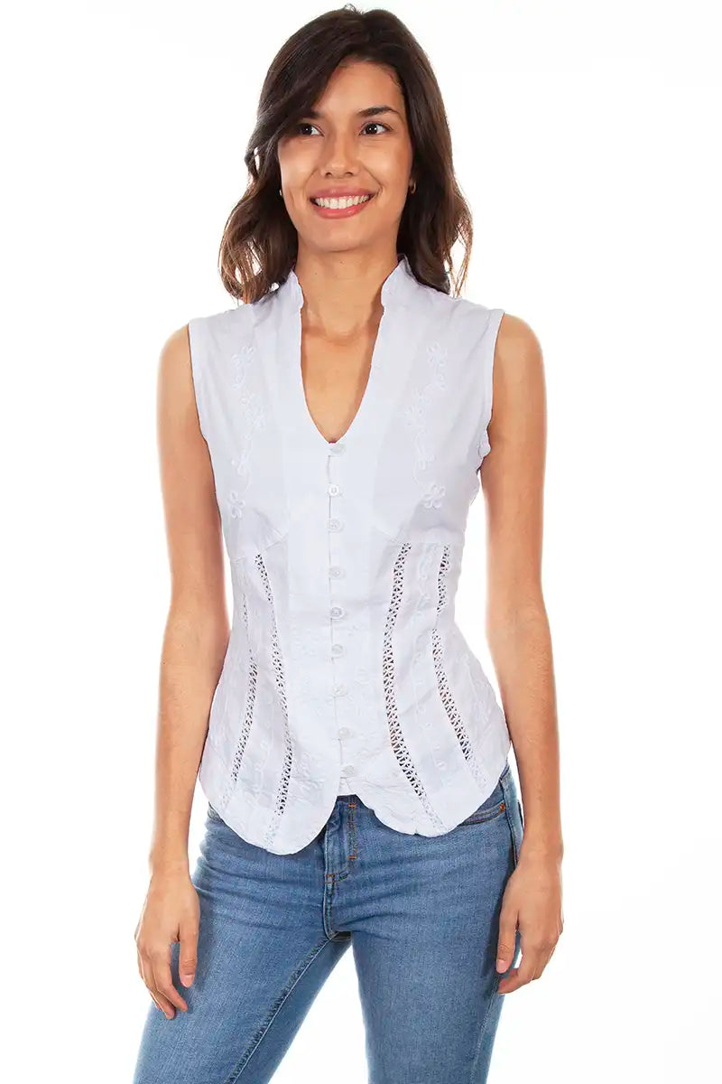 Scully Cantina Sleeveless Blouse (PSL-059) - Women's Shirt White