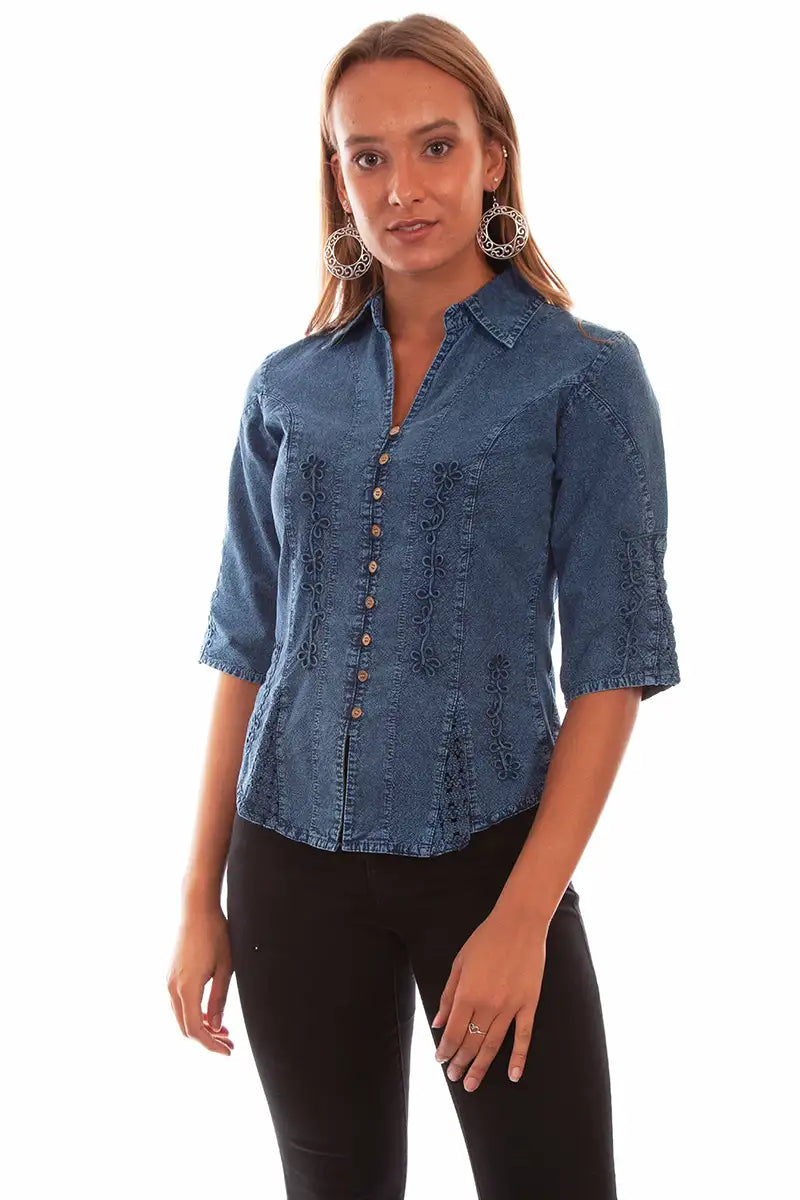 Scully Cantina Blouse (PSL-064) - Women's Shirt Navy