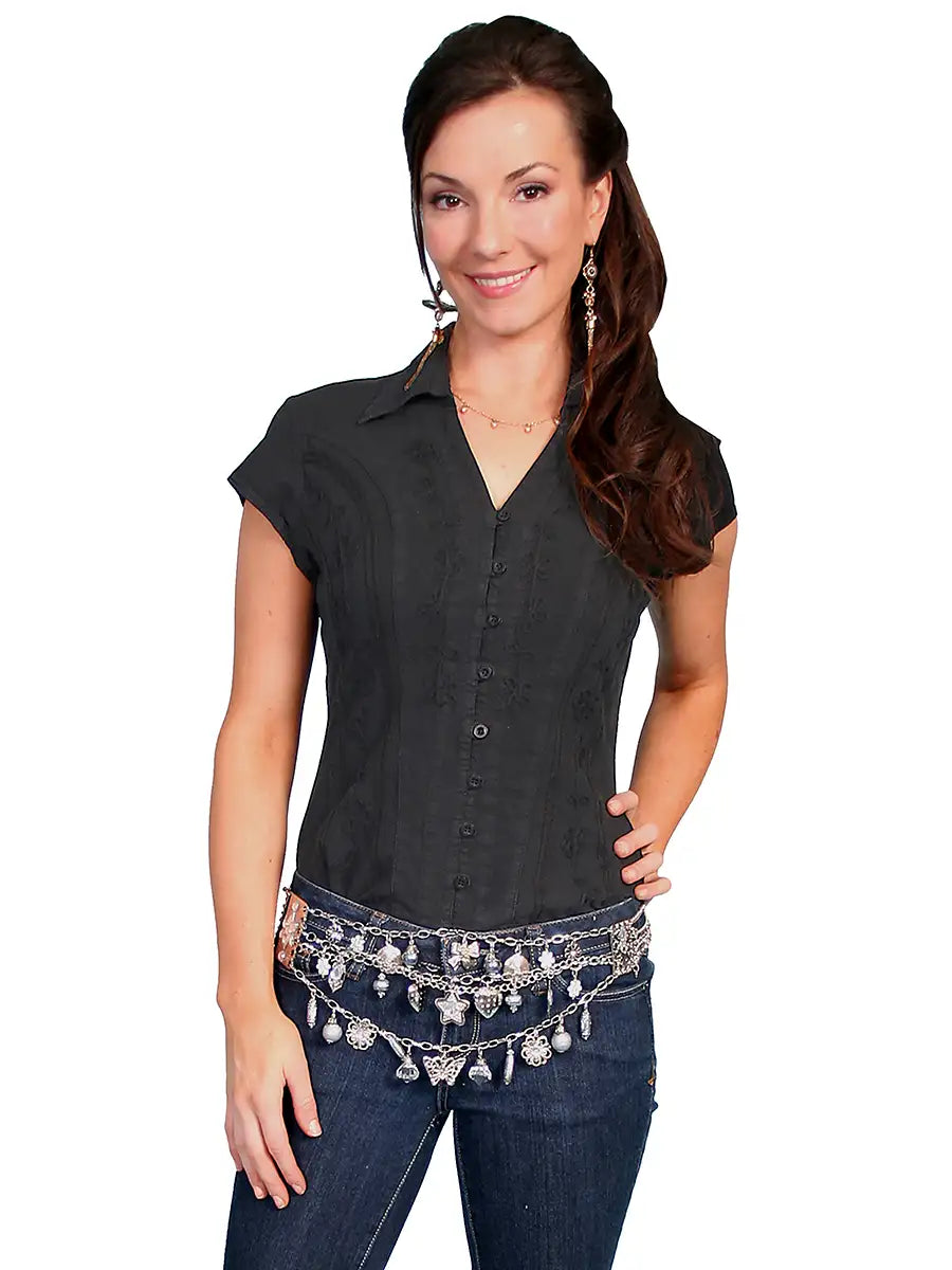 Scully Cantina Short Sleeve Blouse (PSL-066) - Women's Shirt Black