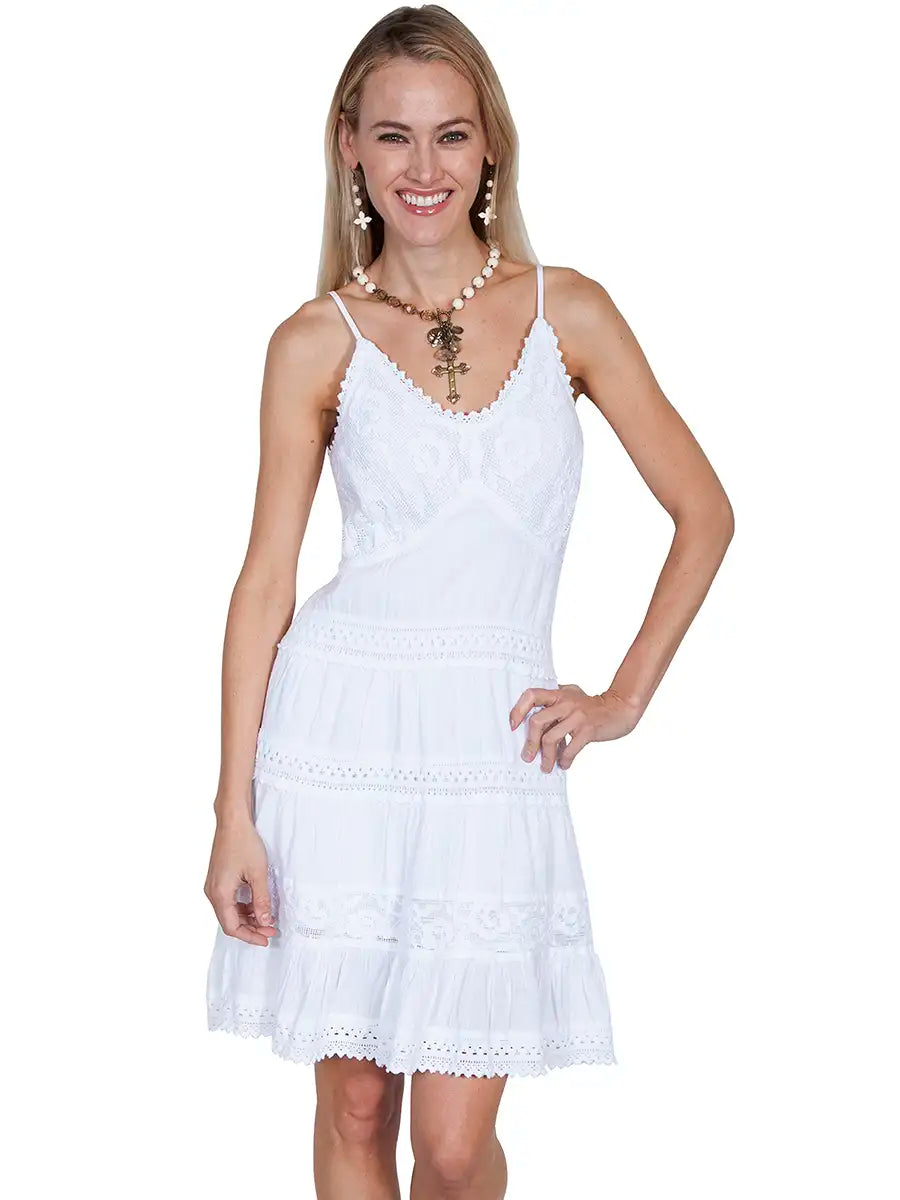 Scully Cantina Spaghetti Straps Dress (PSL-173) - Women's Sundress White