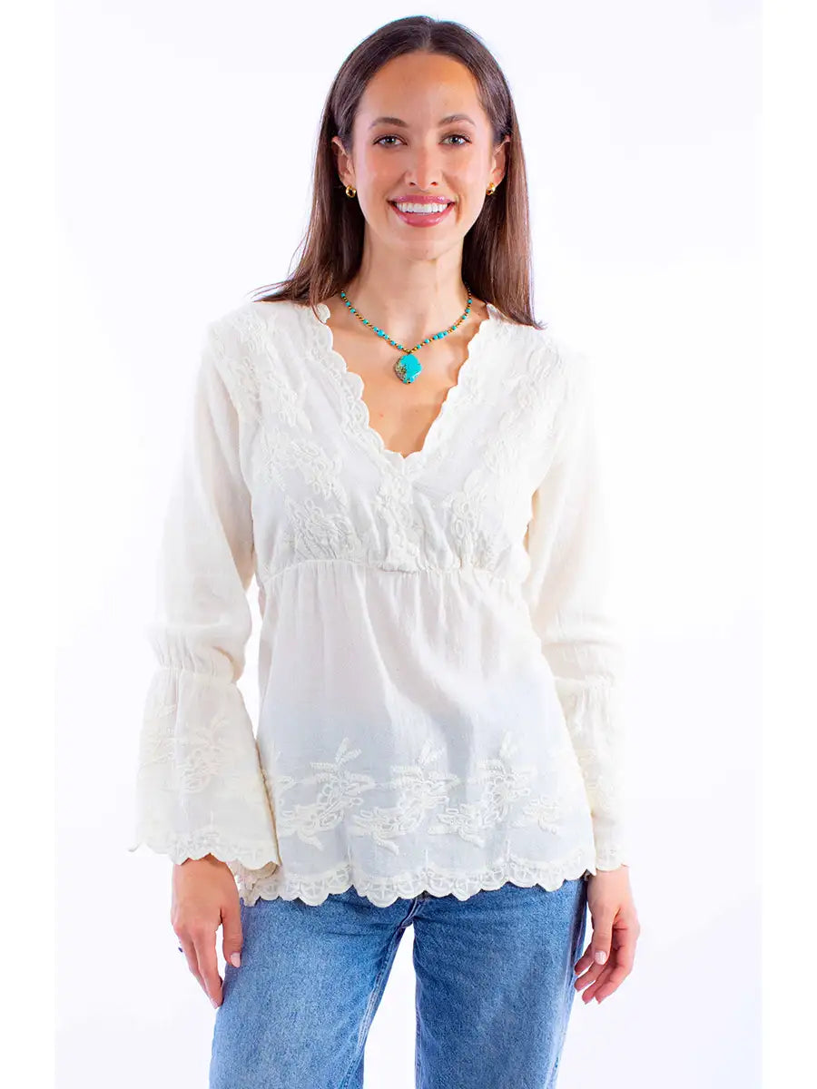 Scully Cantina Blouse (PSL-221) - Women's Shirt White