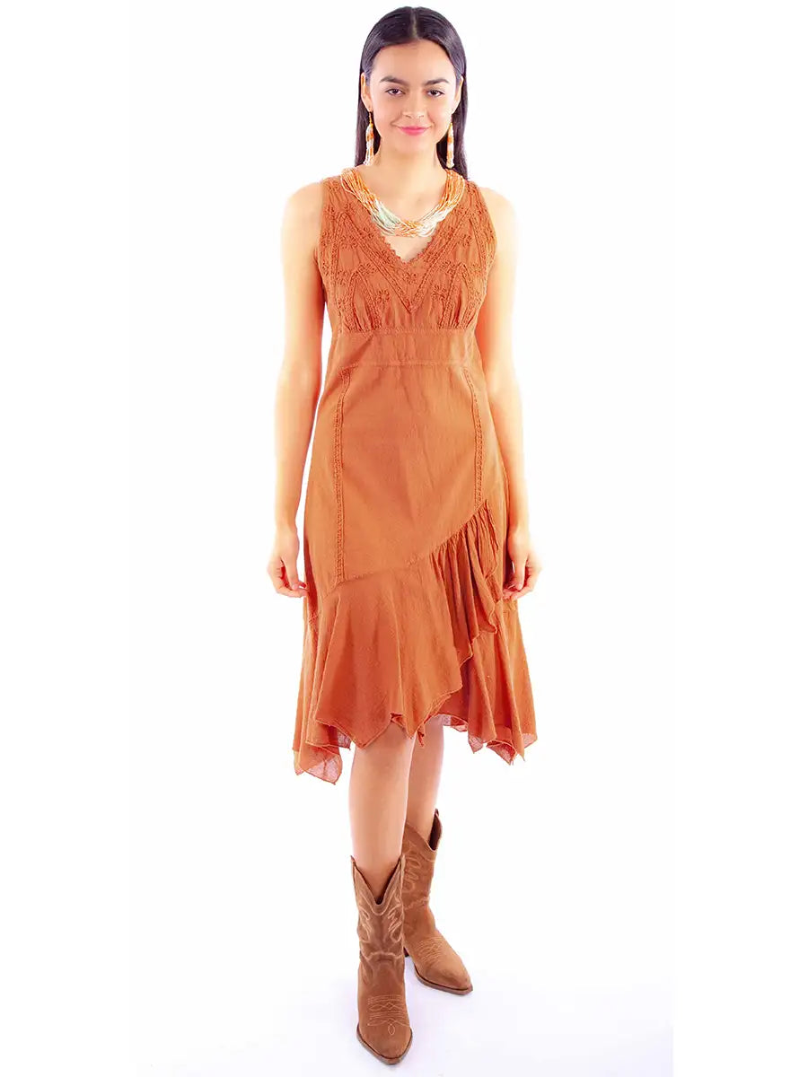 Scully Cantina Sleeveless Embroidered Dress (PSL-271) - Women's Sundress Ginger