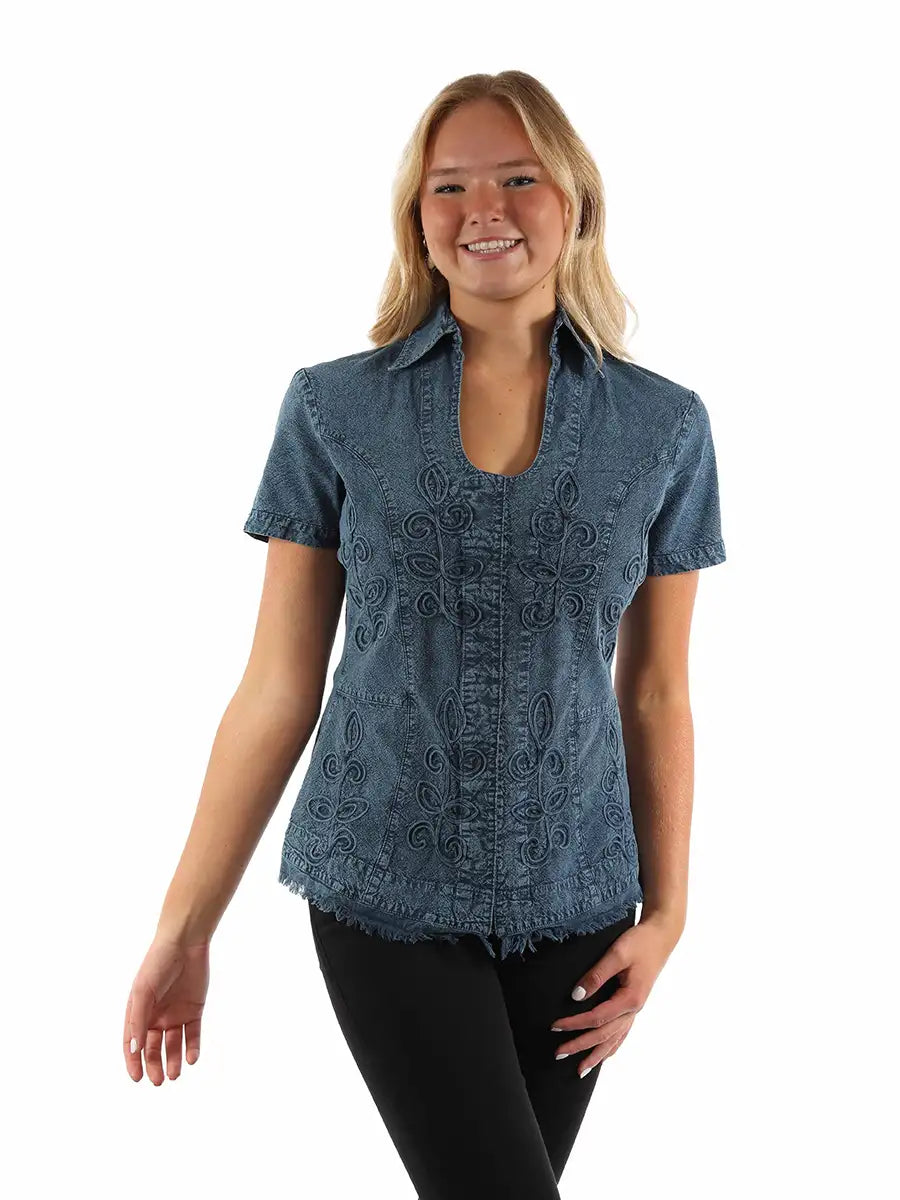 Scully Cantina Short Sleeve Blouse (PSL-273) - Women's Shirt Navy