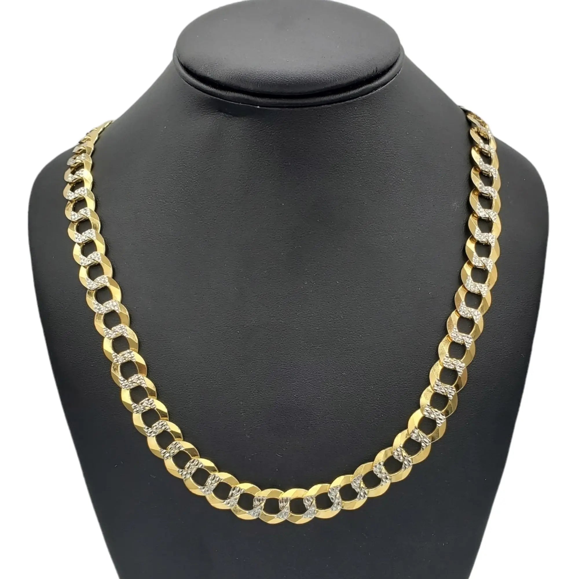 10K Gold- Solid Cuban Link Diamond Cut (Pave) Chain