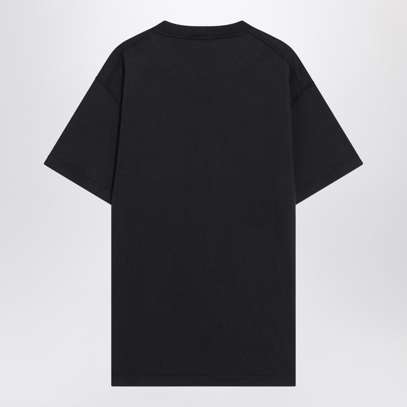 Stone Island Navy Blue Cotton T-Shirt With Logo Patch Men