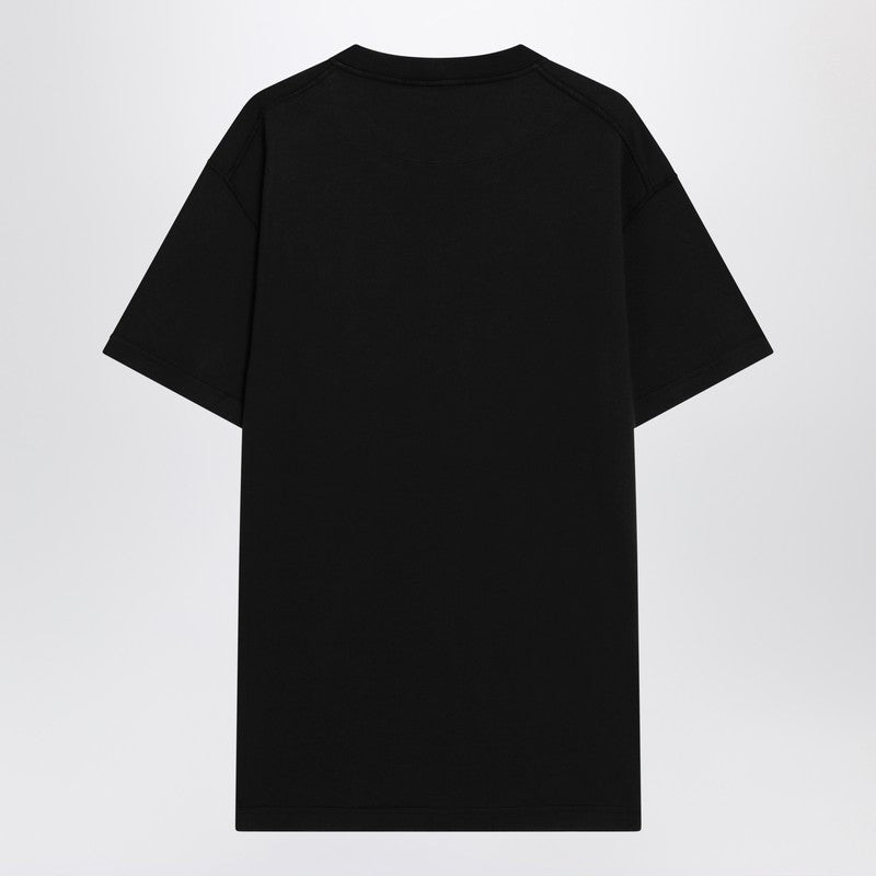 Stone Island Black Cotton T-Shirt With Logo Patch Men