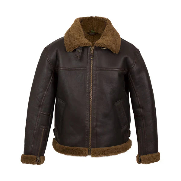 Men’s Aviator Shearling Leather Jacket Brown