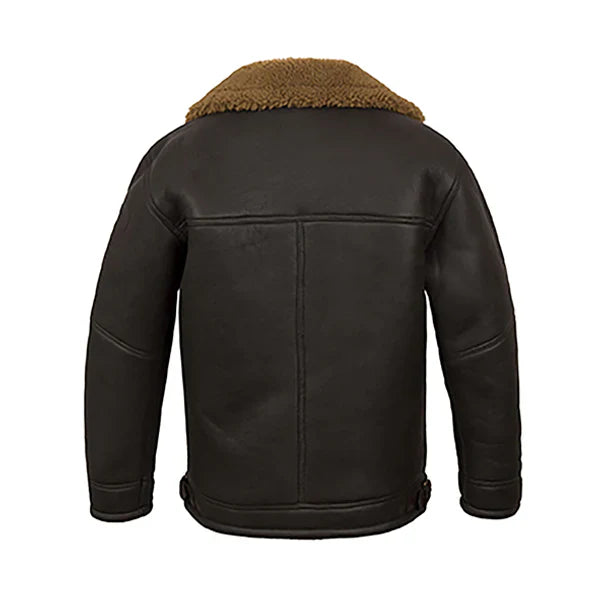 Men’s Brown Asymmetrical Shearling Leather Jacket