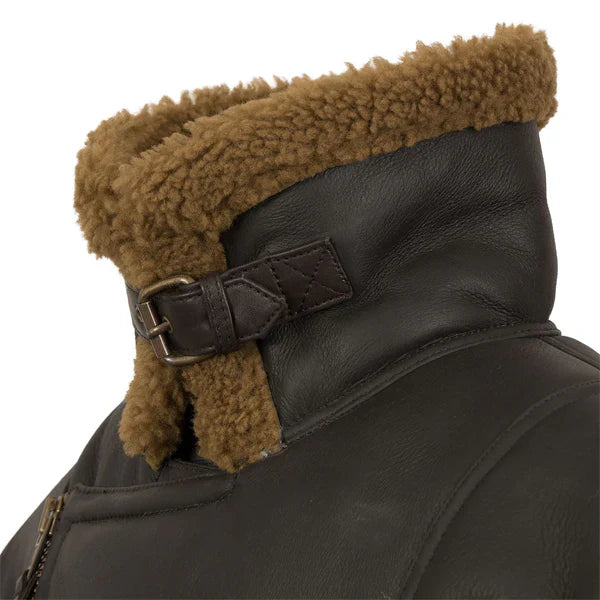 Men’s Brown Asymmetrical Shearling Leather Jacket