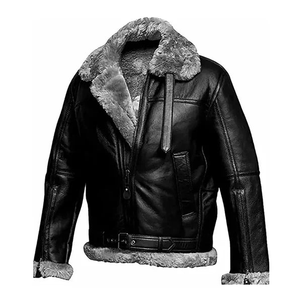 Men’s Original B3 Black Shearling Leather Jacket Black