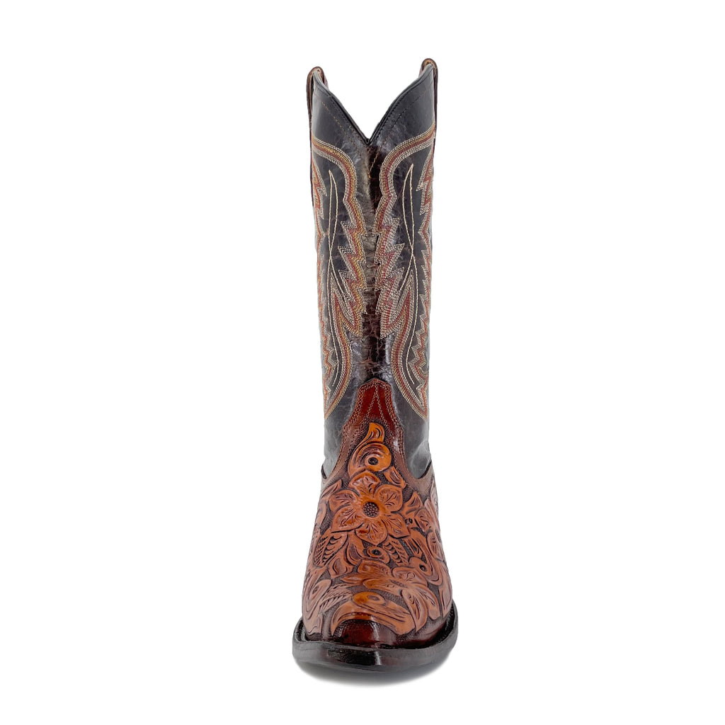 Women's Texan Handtooled Boots - Floral Bitone