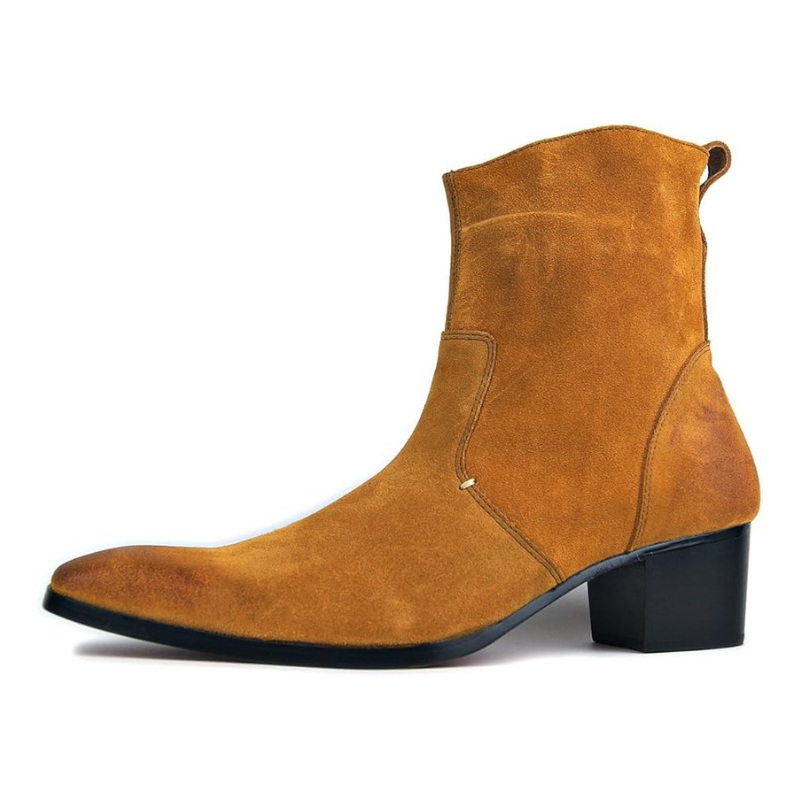 Dress Boot for Men Suede Leather Chelsea Boots Casual Heel Shoes OS-JY002-US Yellow