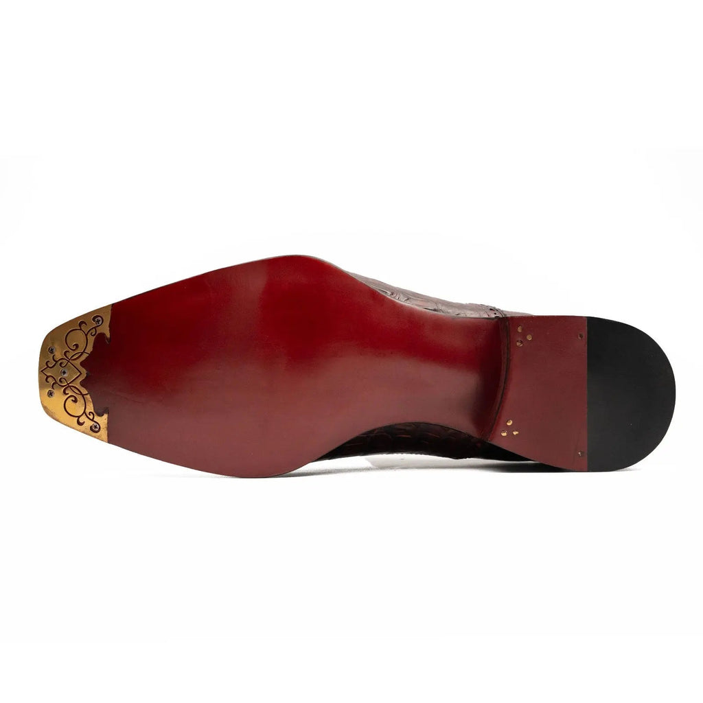 Wine Red Crocodile Oxford Shoes Goodyear Norwegian 8020