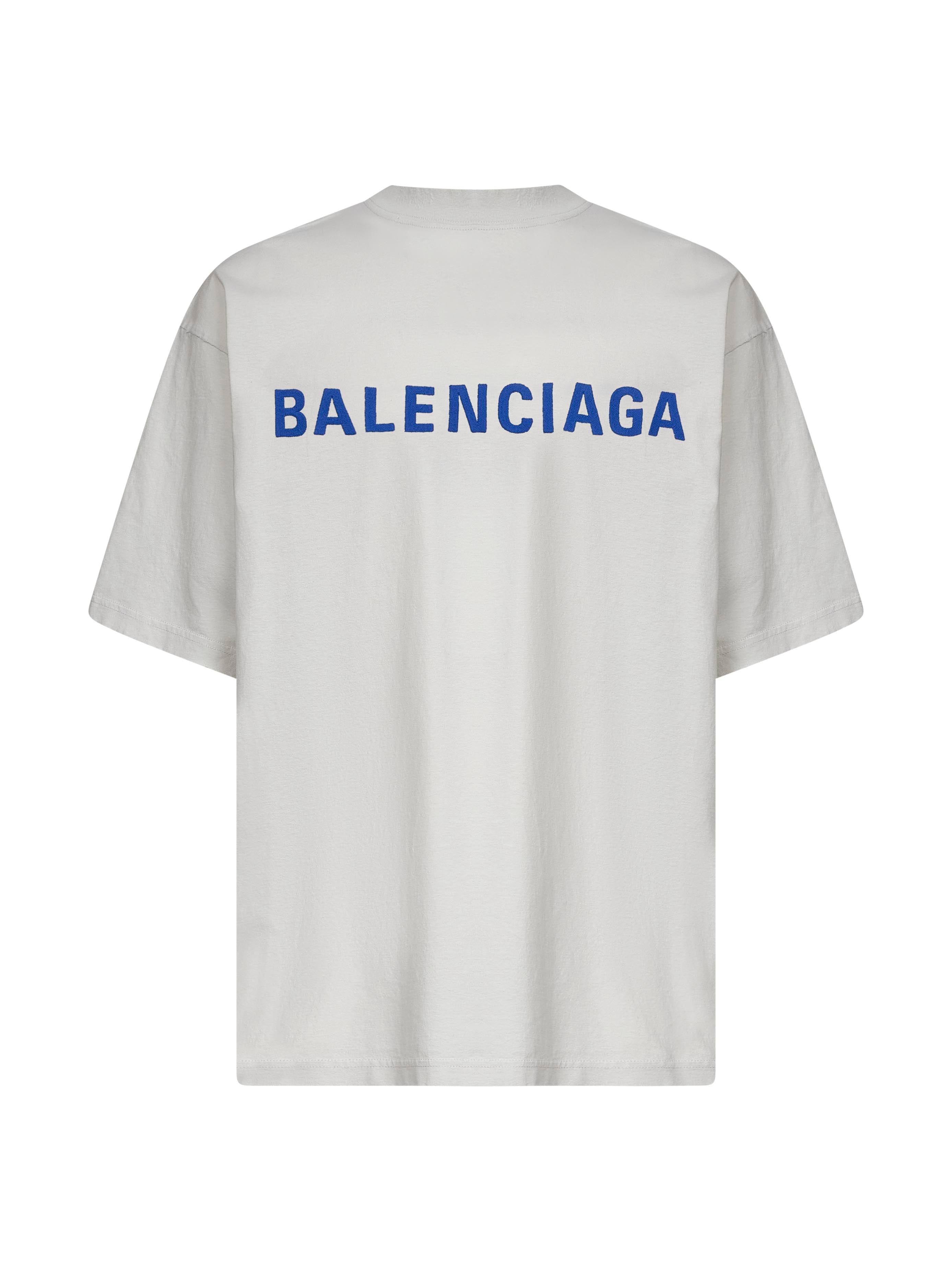 Balenciaga Men Ivory Balenciaga Back Medium Fit T-Shirt