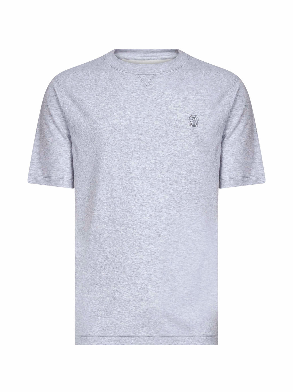 Brunello Cucinelli Men Grey Solomeo Crest Crewneck T-Shirt