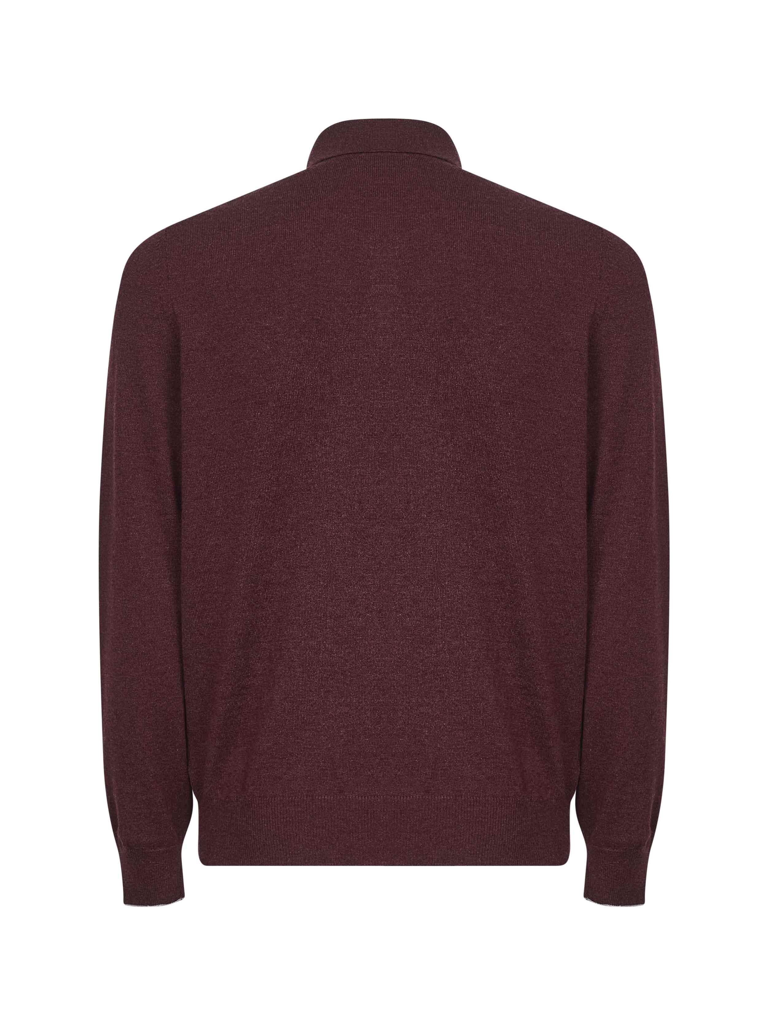 Brunello Cucinelli Men Burgundy Cashmere Knit Polo Shirt