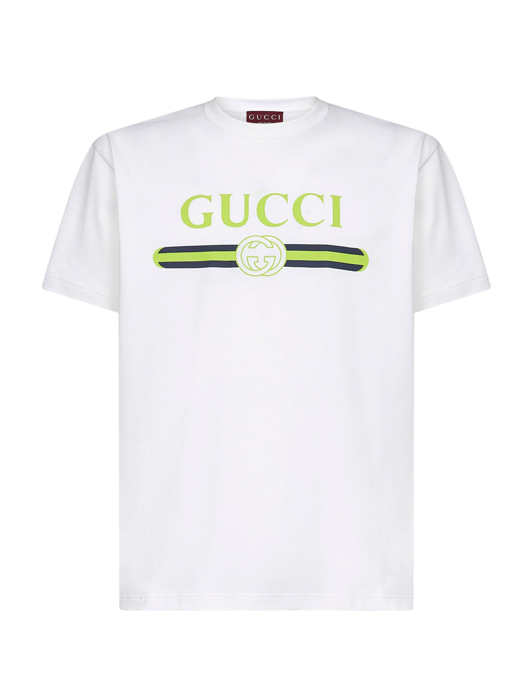 Gucci Men White Cotton Jersey Printed T-Shirt