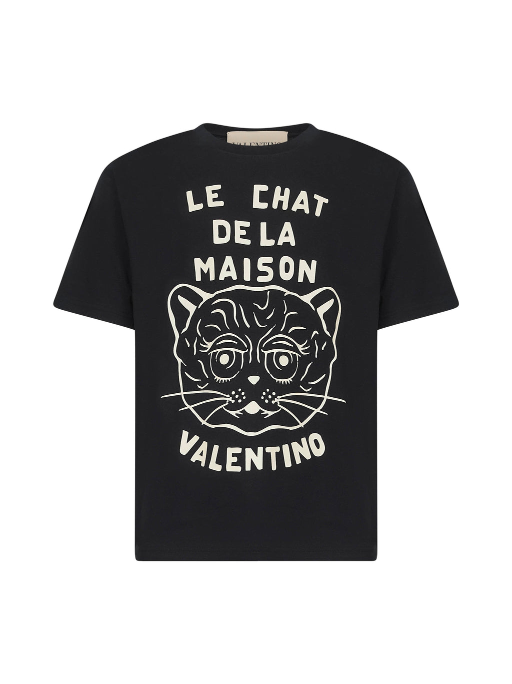 Valentino Men Black Cotton Le Chat De La Maison Print T-Shirt
