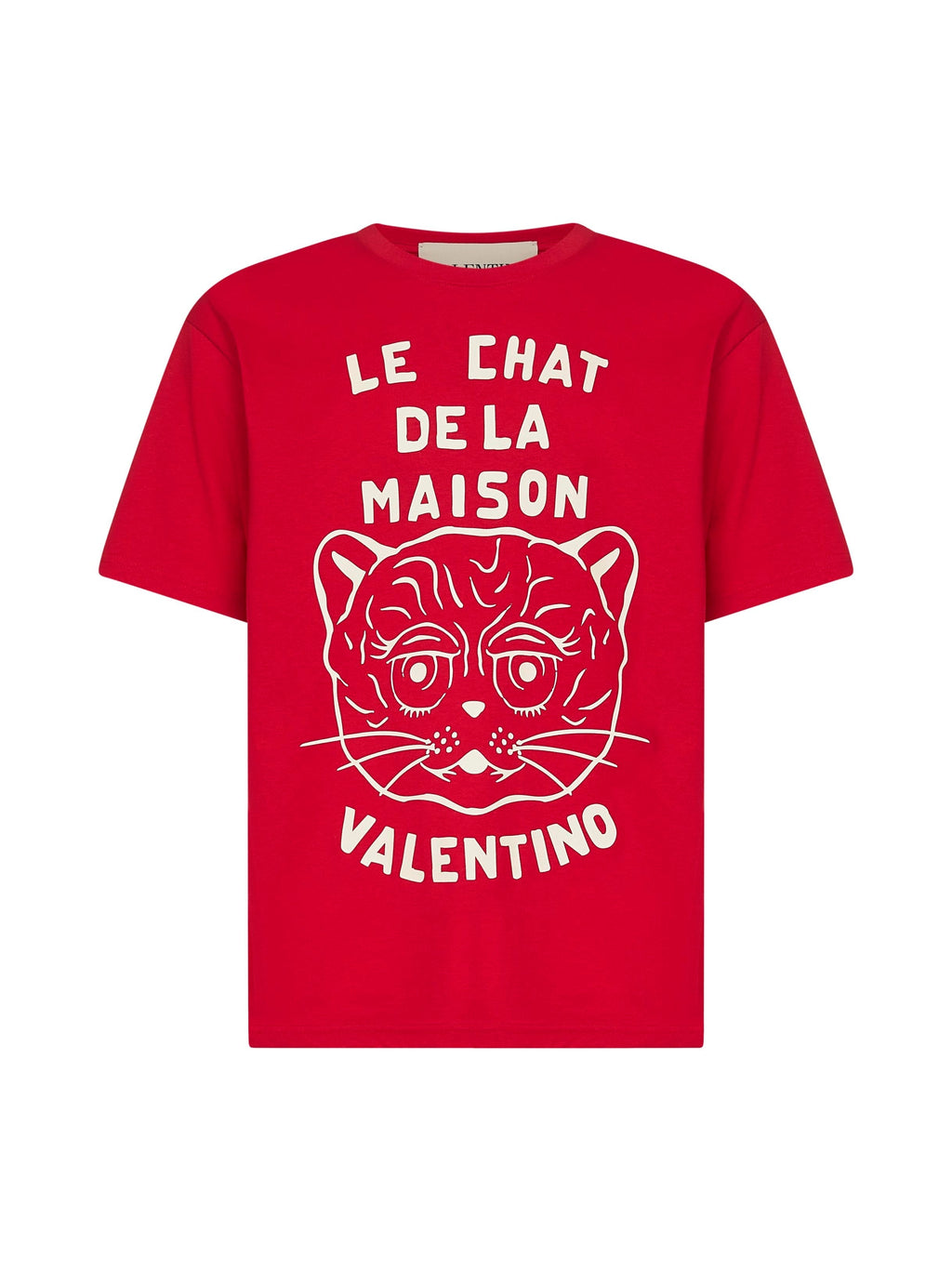 Valentino Men Red Cotton Le Chat De La Maison Print T-Shirt