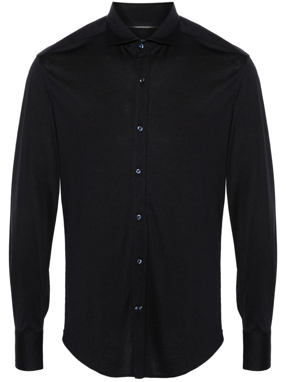 Brunello Cucinelli Men Jersey Shirt With Spread Collar